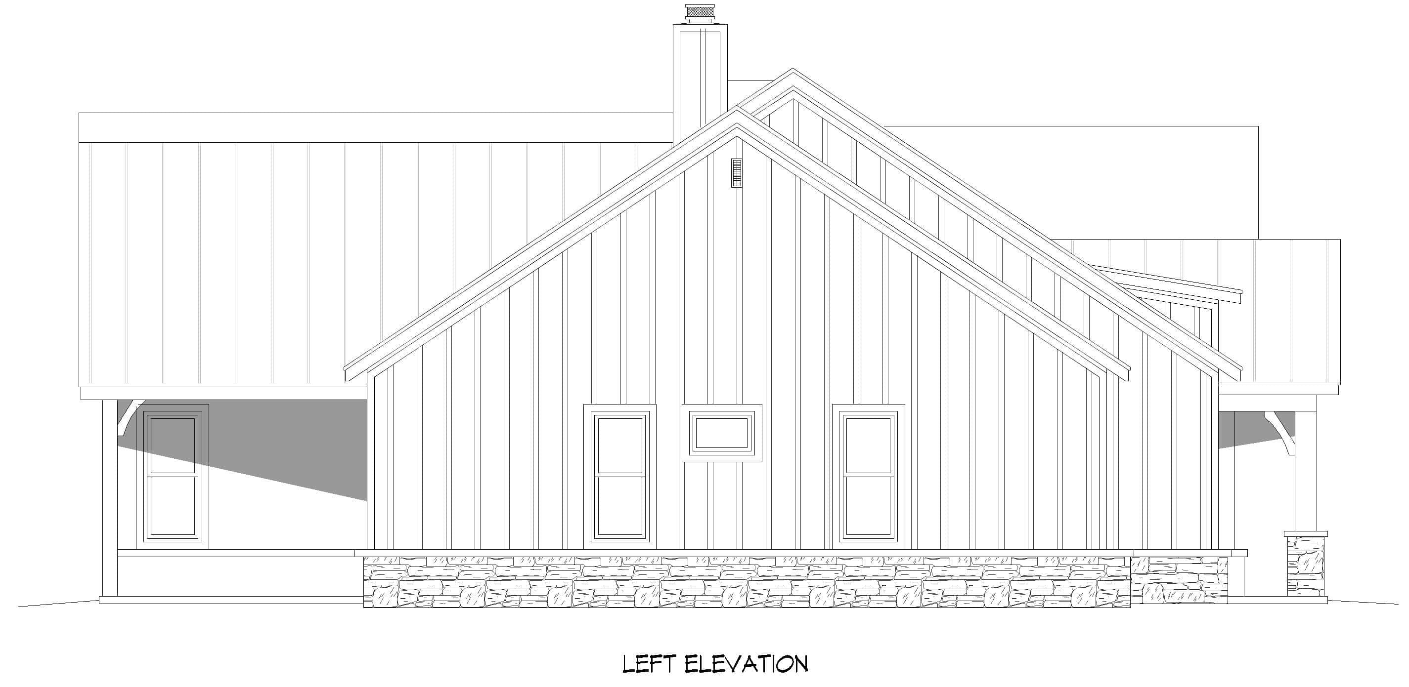 Home Plan Left Elevation of this 3-Bedroom,2450 Sq Ft Plan -196-1957