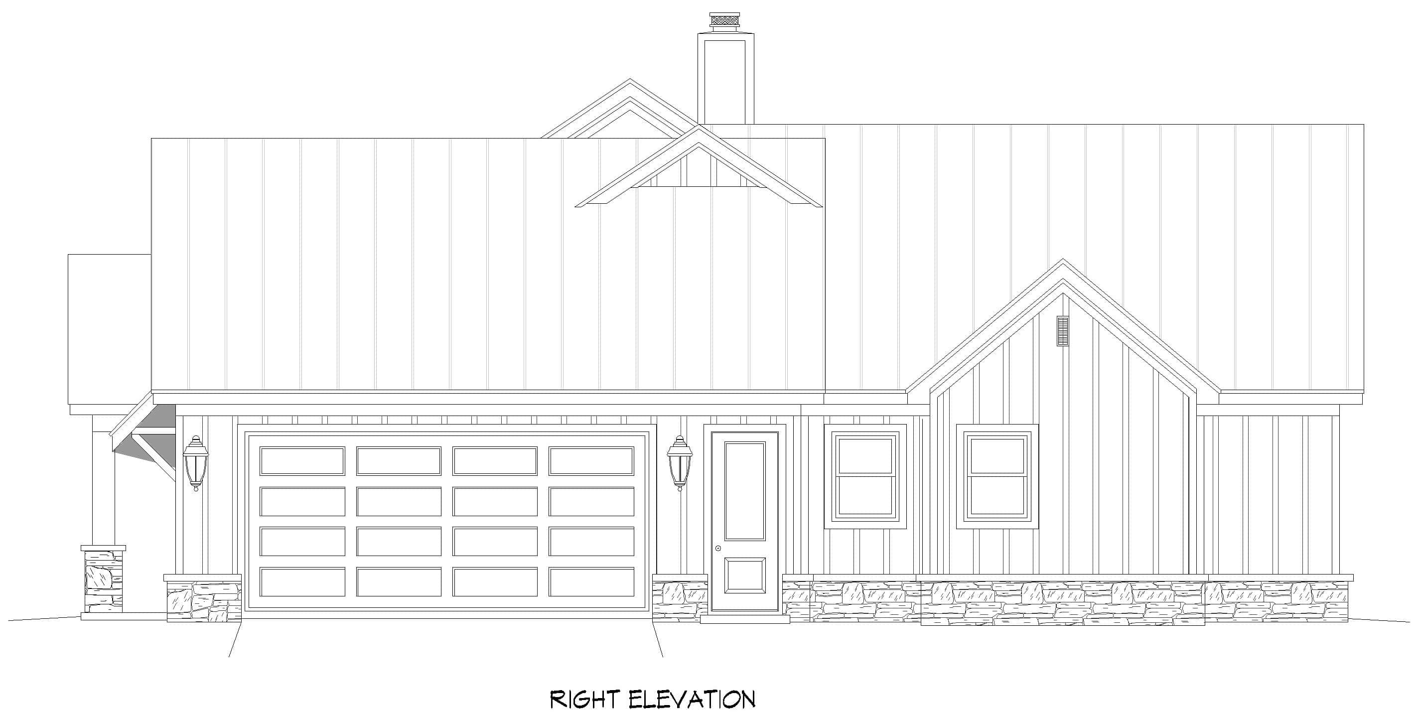 Home Plan Right Elevation of this 3-Bedroom,2450 Sq Ft Plan -196-1957