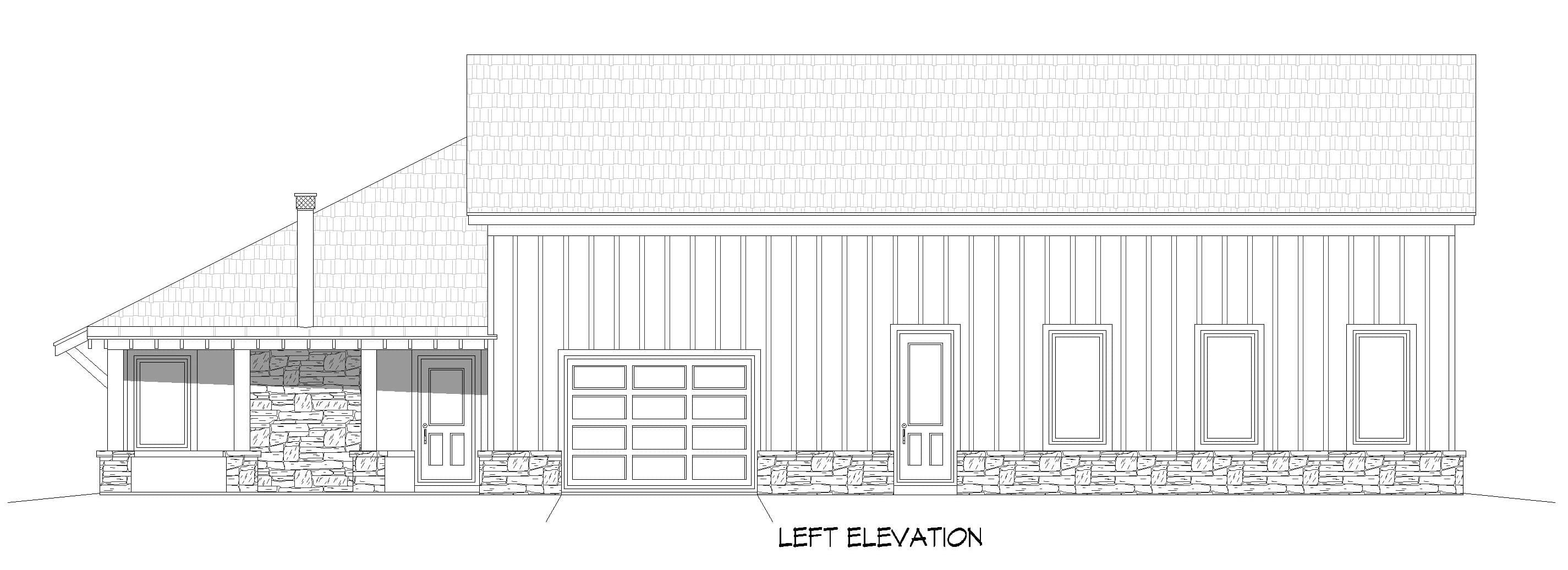 Home Plan Left Elevation of this 3-Bedroom,2495 Sq Ft Plan -196-1958