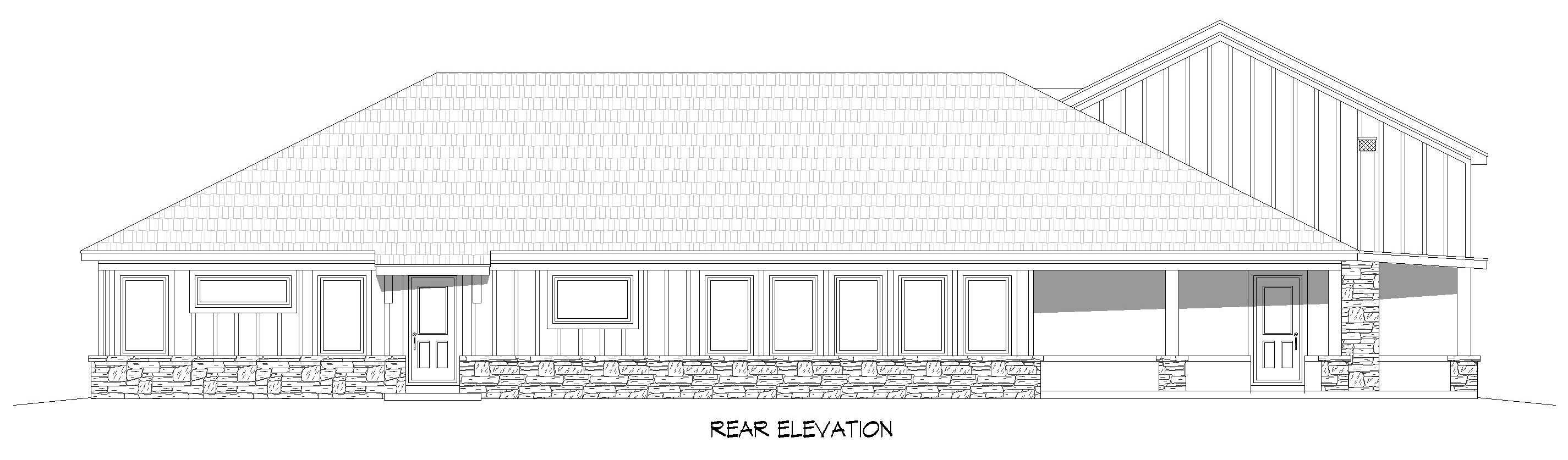 Home Plan Rear Elevation of this 3-Bedroom,2495 Sq Ft Plan -196-1958