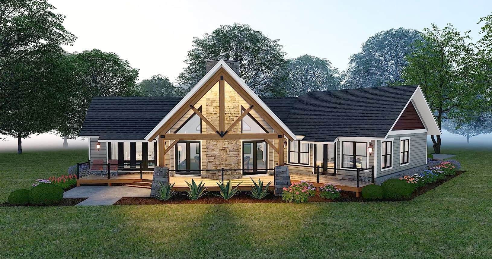Rear View of this 3-Bedroom,3198 Sq Ft Plan -196-1959