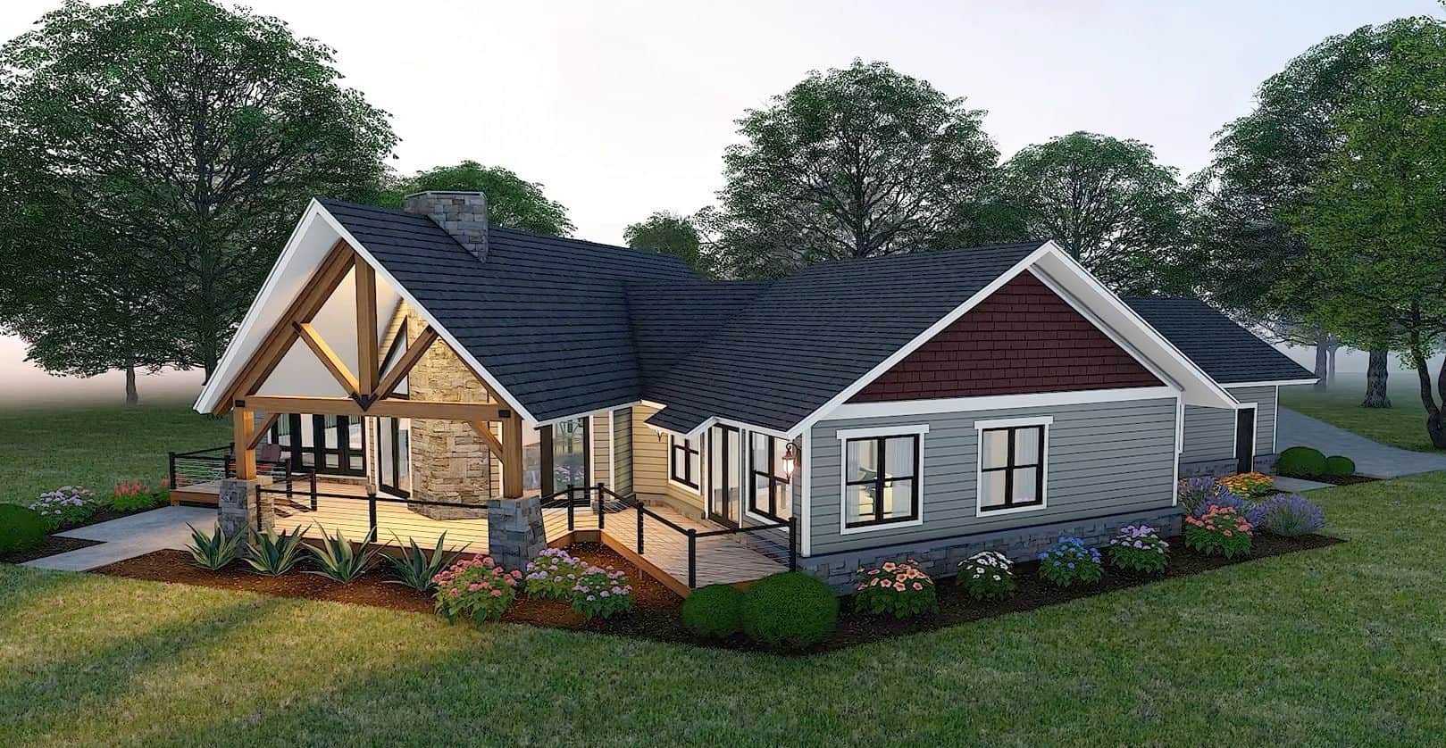 Rear View of this 3-Bedroom,3198 Sq Ft Plan -196-1959