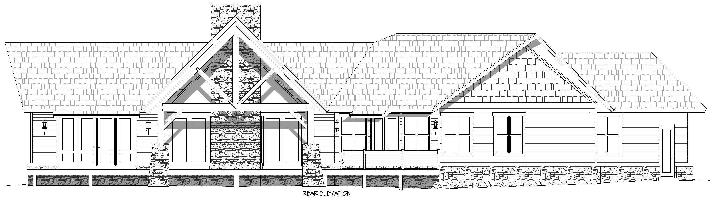 Home Plan Rear Elevation of this 3-Bedroom,3198 Sq Ft Plan -196-1959