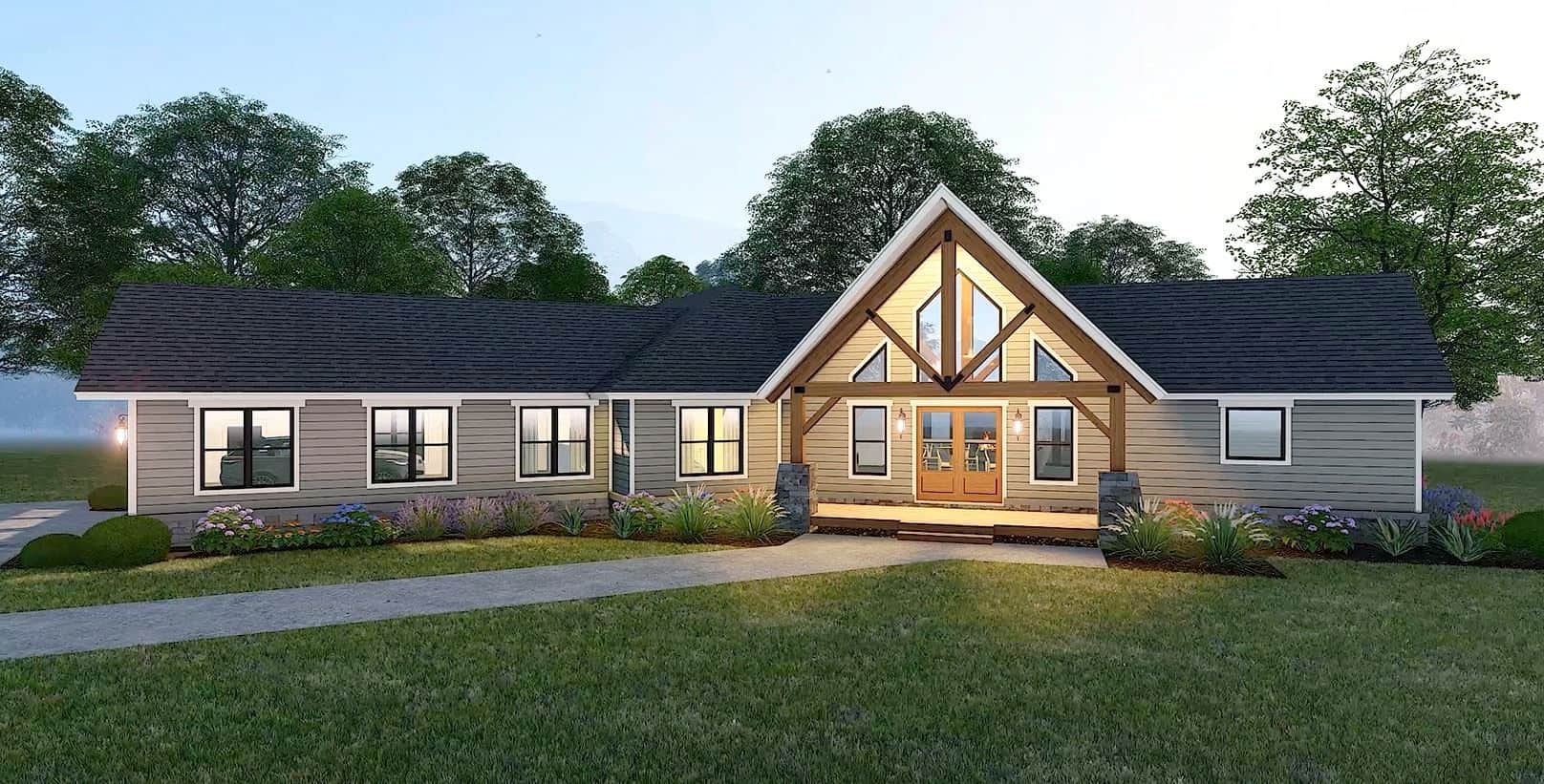 Front View of this 3-Bedroom,3198 Sq Ft Plan -196-1959
