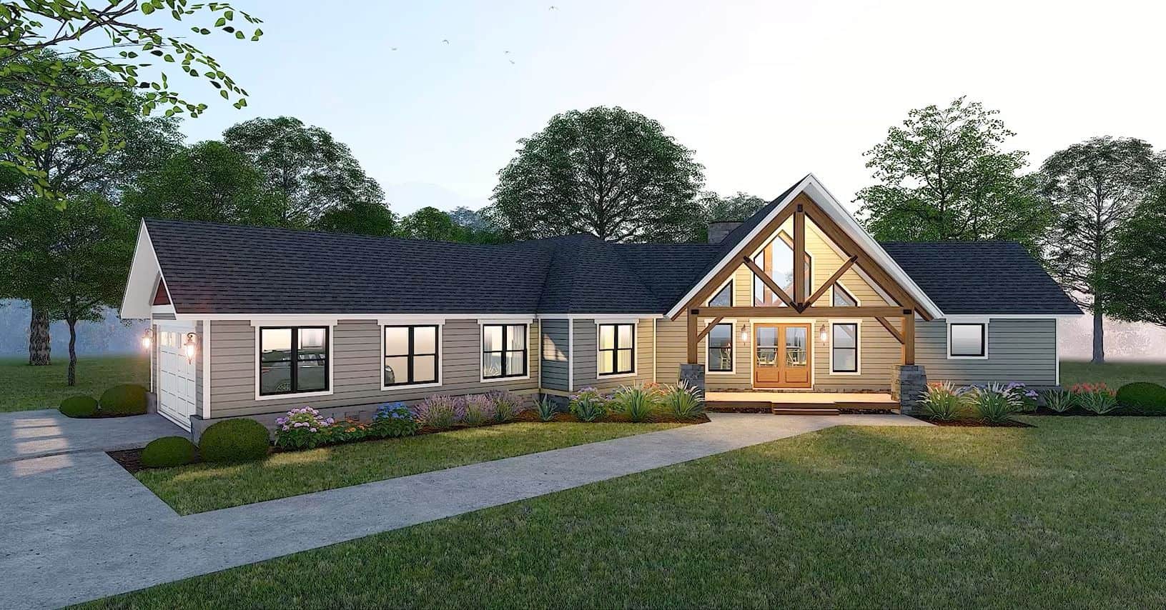 Front View of this 3-Bedroom,3198 Sq Ft Plan -196-1959