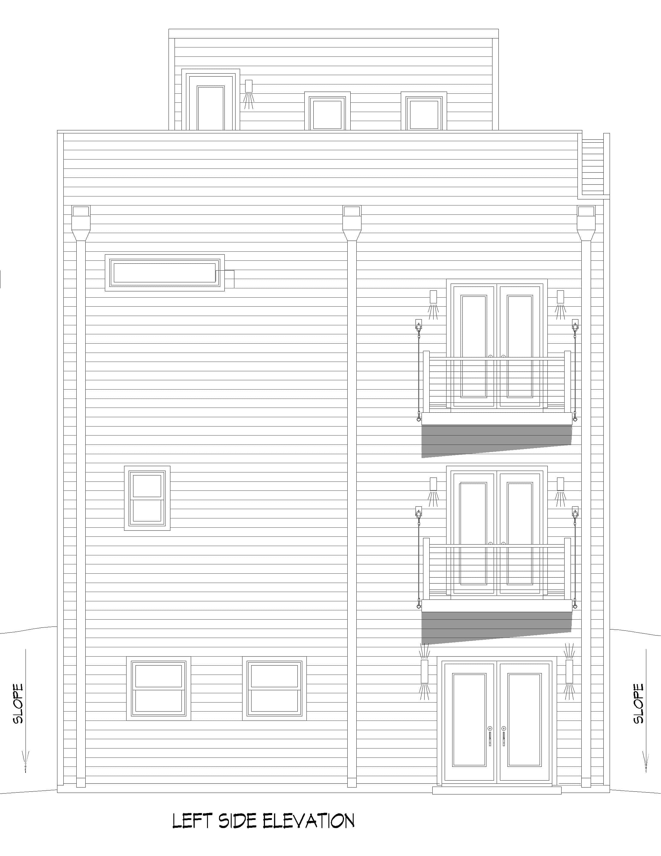 Home Plan Left Elevation of this 3-Bedroom,1337 Sq Ft Plan -196-1960