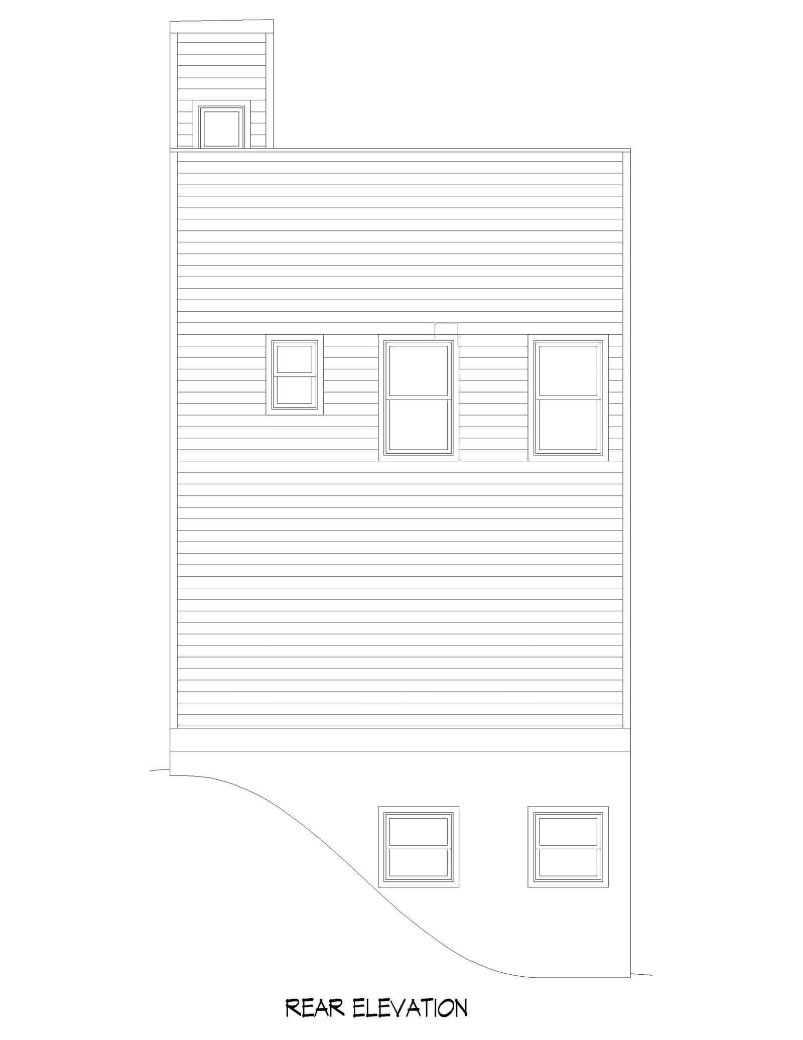 Home Plan Rear Elevation of this 3-Bedroom,1337 Sq Ft Plan -196-1960