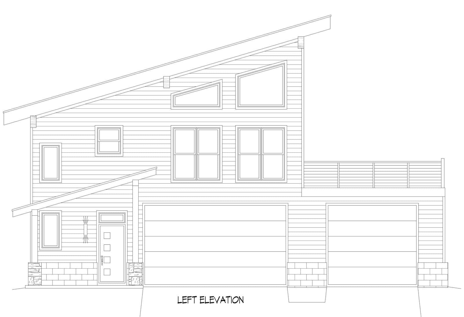 Home Plan Left Elevation of this 2-Bedroom,1558 Sq Ft Plan -196-1961