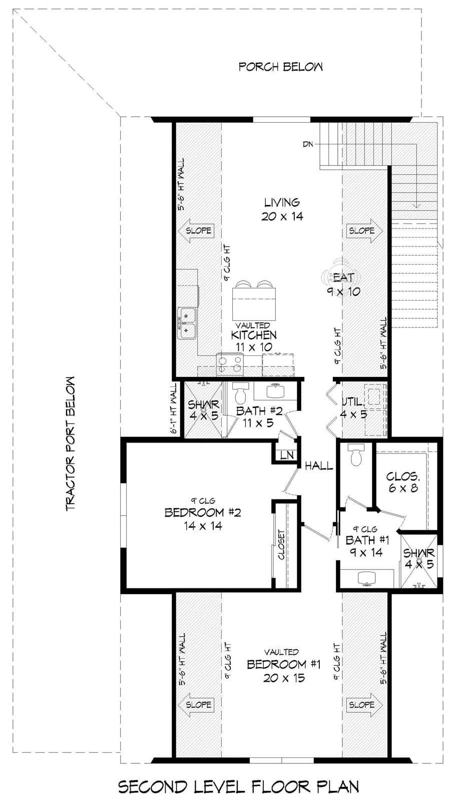 Upper Level of Garage w/Apartments Plan #196-1962