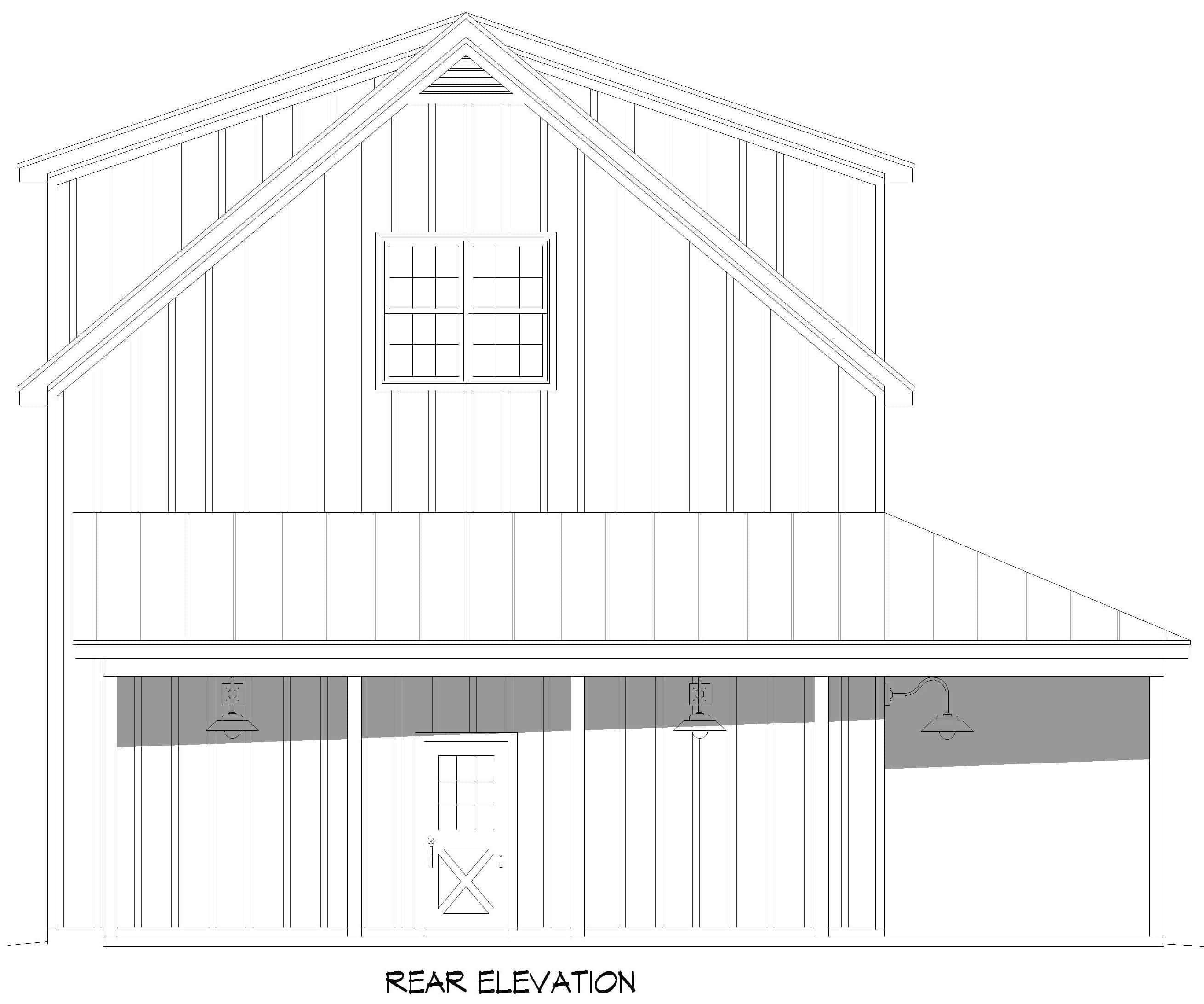 Home Plan Rear Elevation of this 2-Bedroom,1541 Sq Ft Plan -196-1962
