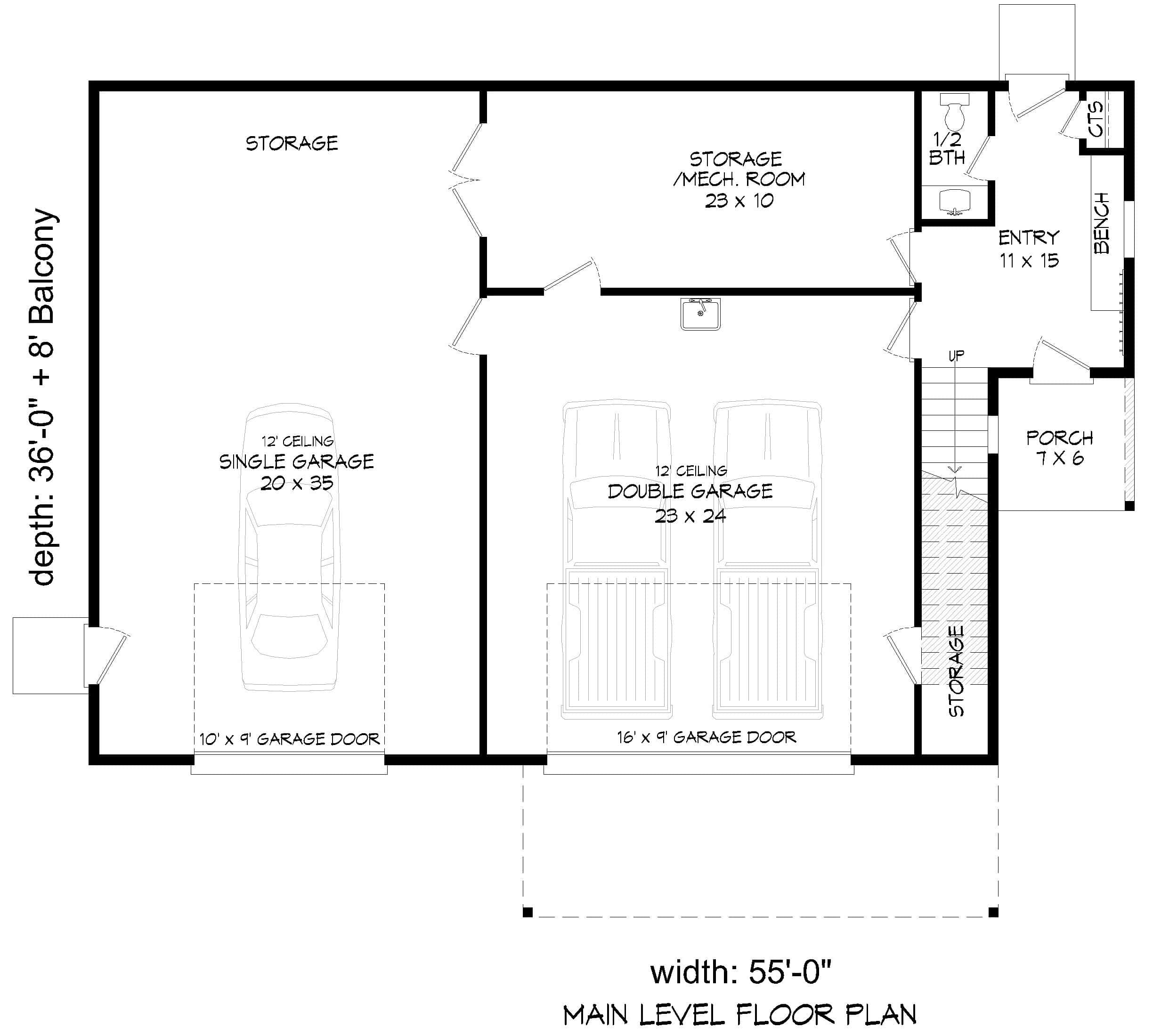 Main Level of Modern Plan #196-1963