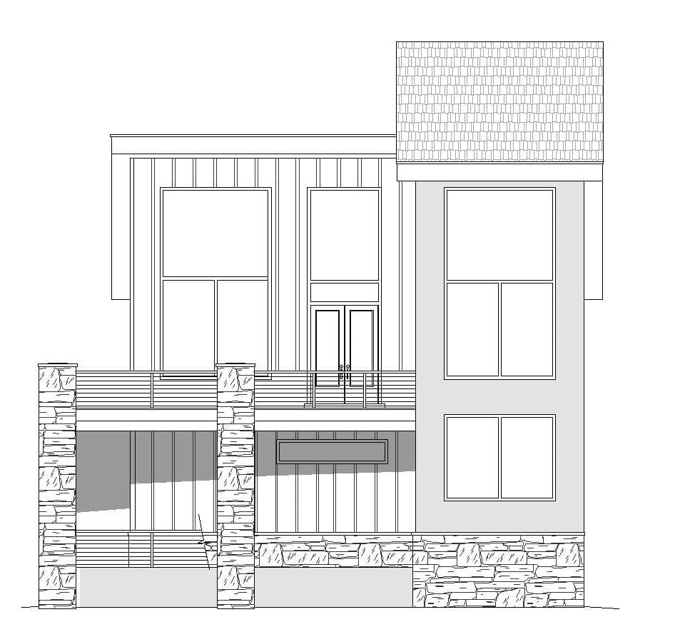 Home Plan Right Elevation of this 2-Bedroom,1850 Sq Ft Plan -196-1964
