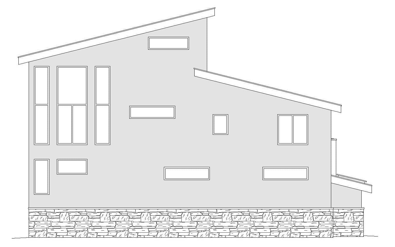 Home Plan Rear Elevation of this 2-Bedroom,1850 Sq Ft Plan -196-1964