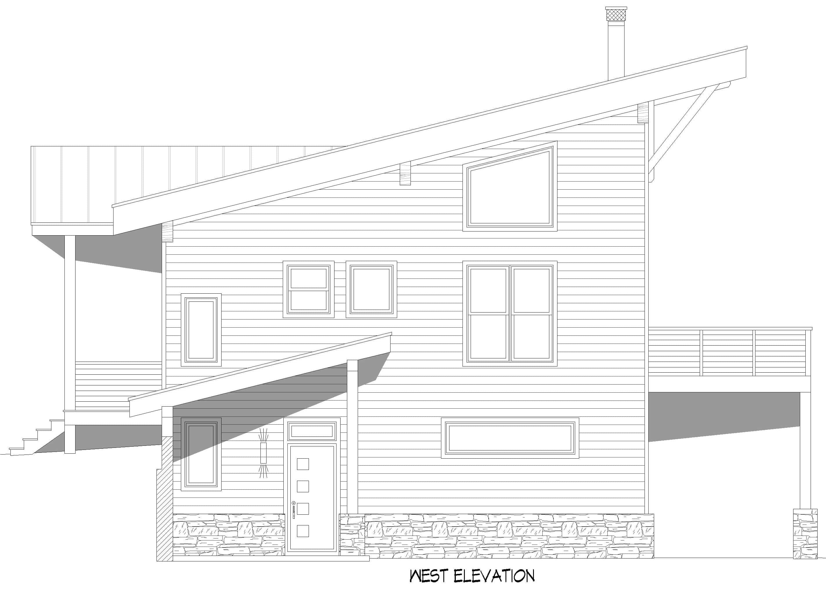 Home Plan Left Elevation of this 2-Bedroom,1488 Sq Ft Plan -196-1965