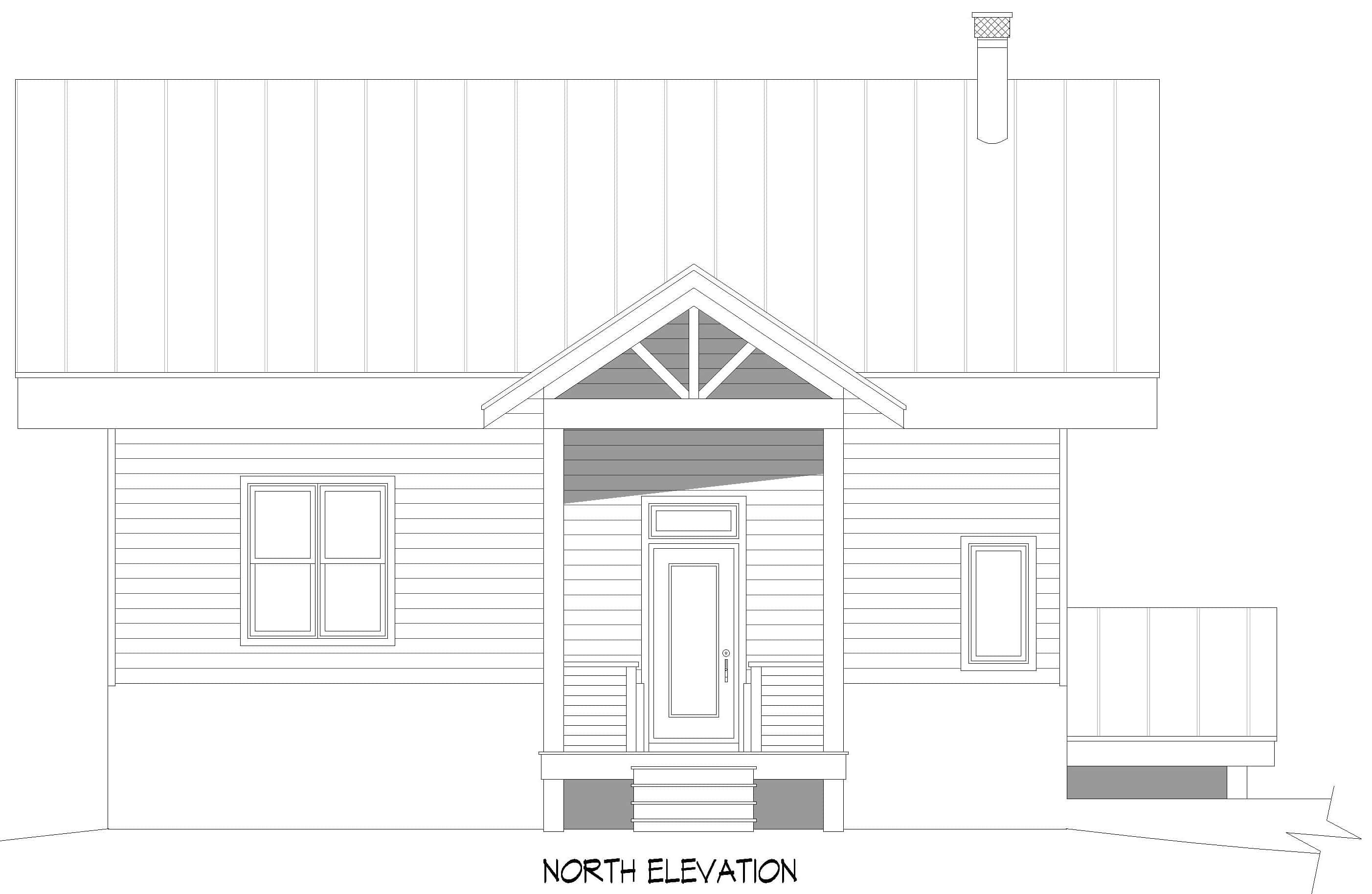 Home Plan Rear Elevation of this 2-Bedroom,1488 Sq Ft Plan -196-1965