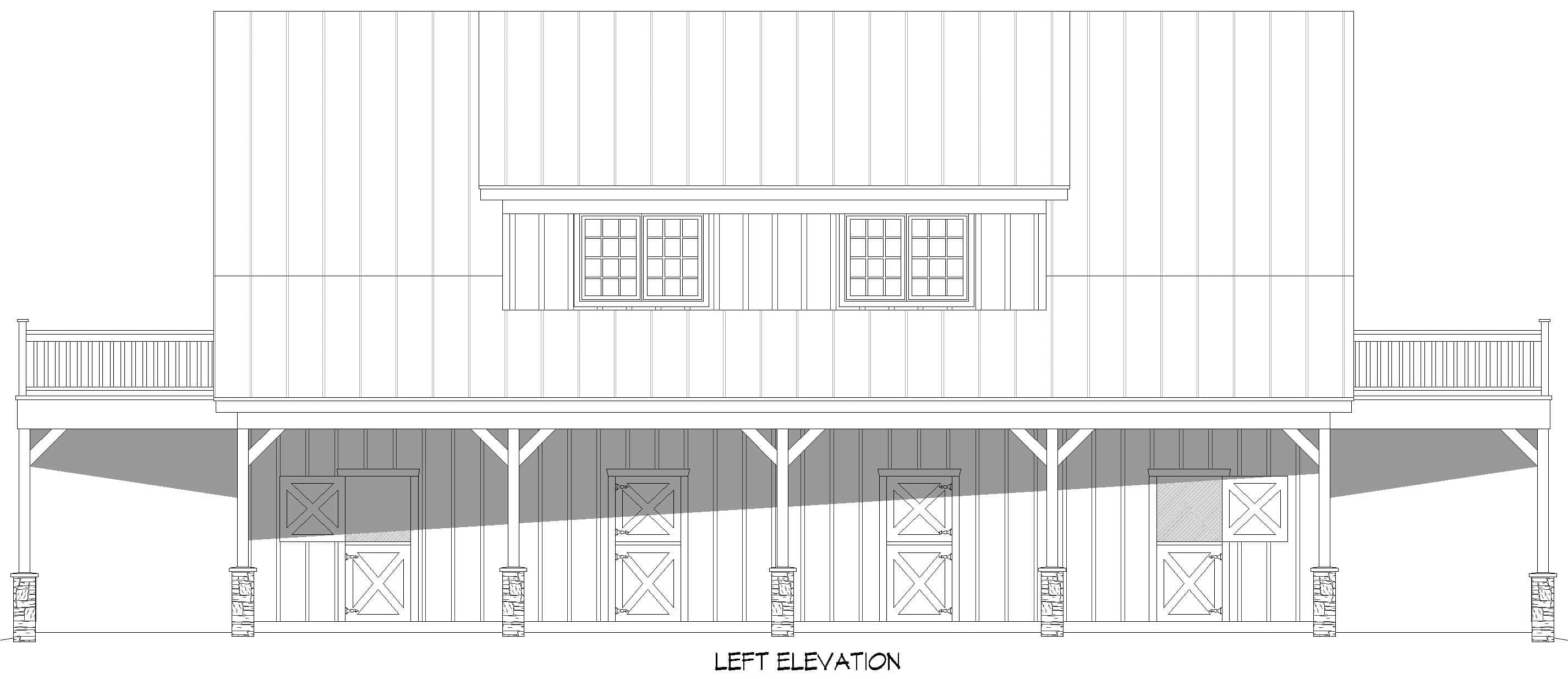 Home Plan Left Elevation of this 4-Bedroom,1846 Sq Ft Plan -196-1966