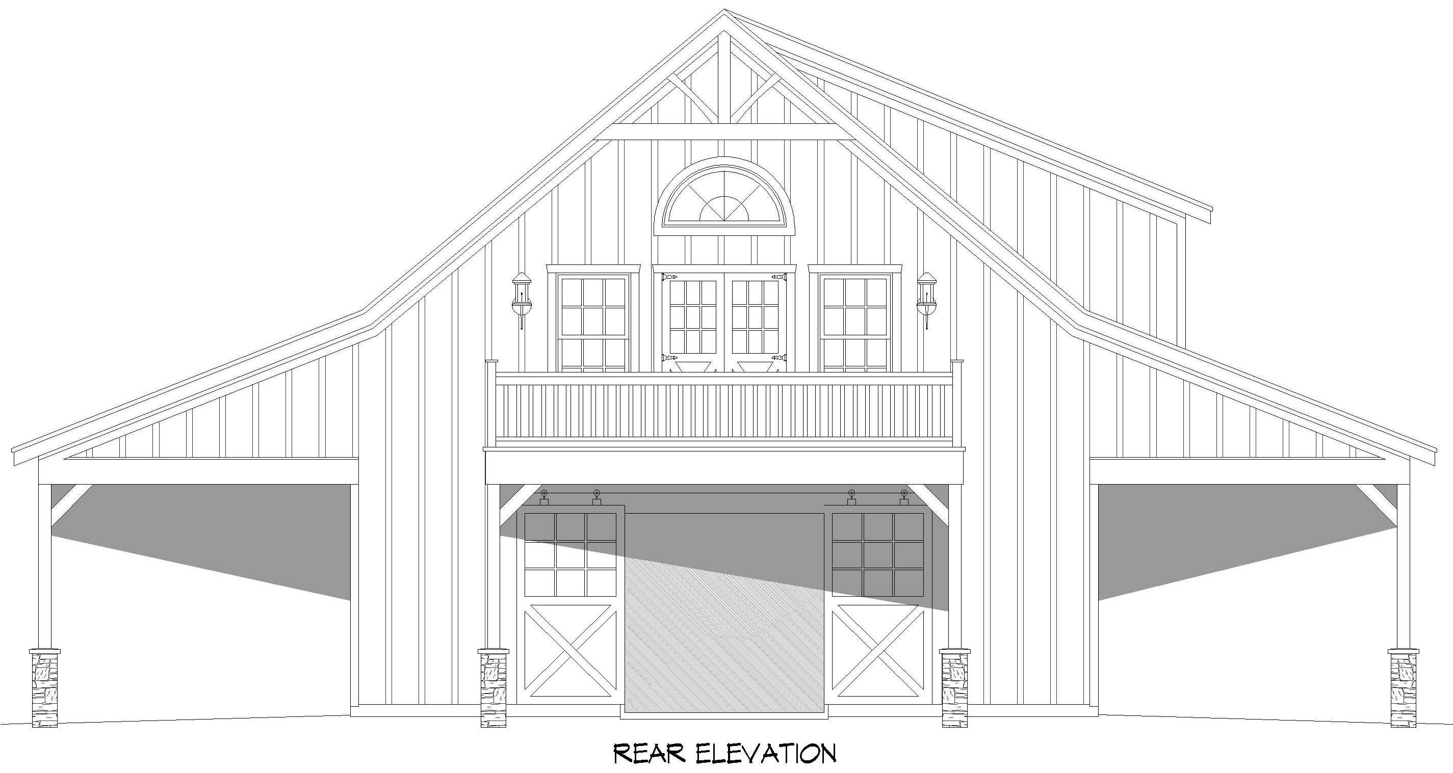 Home Plan Rear Elevation of this 4-Bedroom,1846 Sq Ft Plan -196-1966