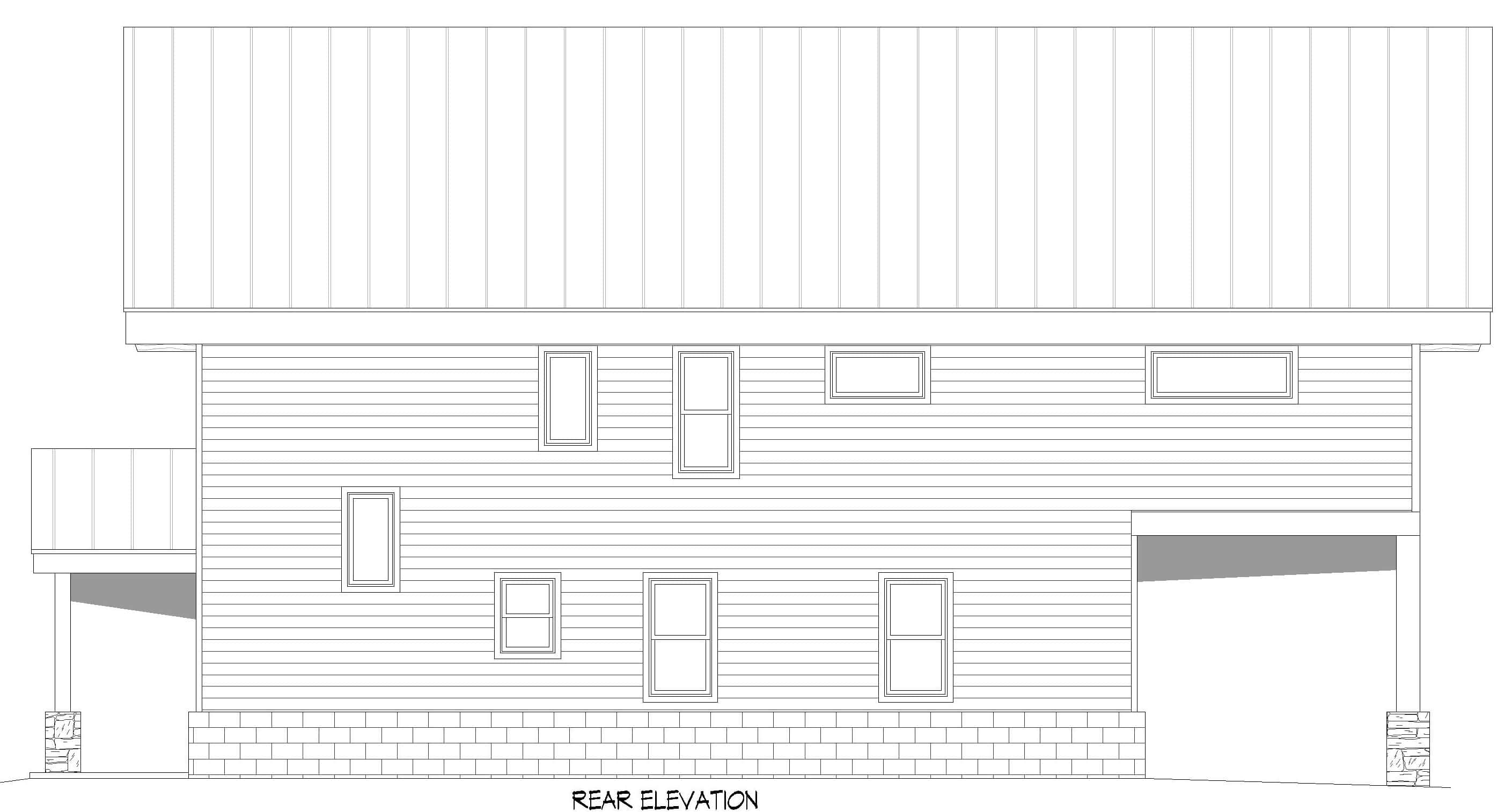 Home Plan Rear Elevation of this 3-Bedroom,2224 Sq Ft Plan -196-1968