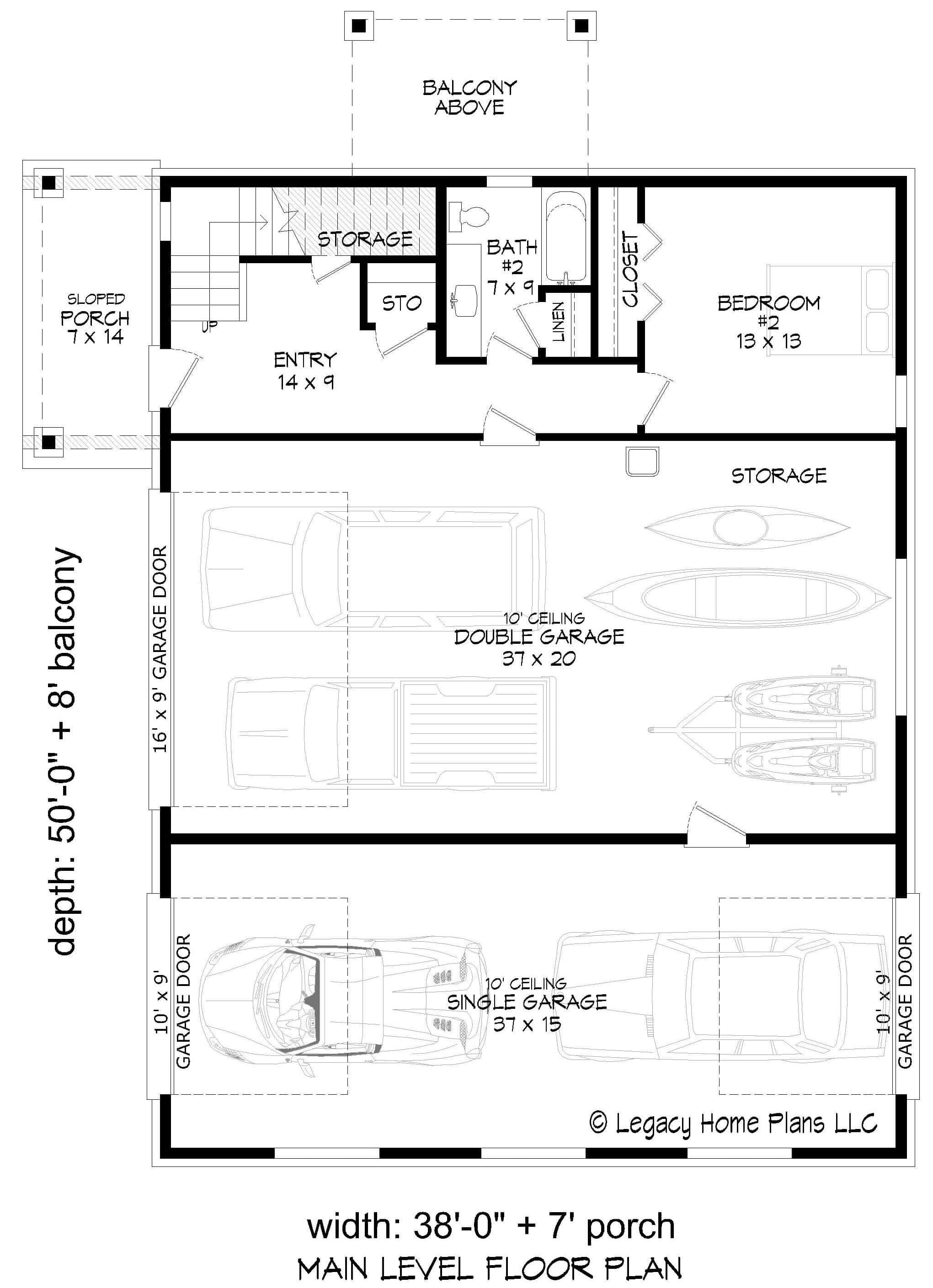 Main Level of Modern Plan #196-1969