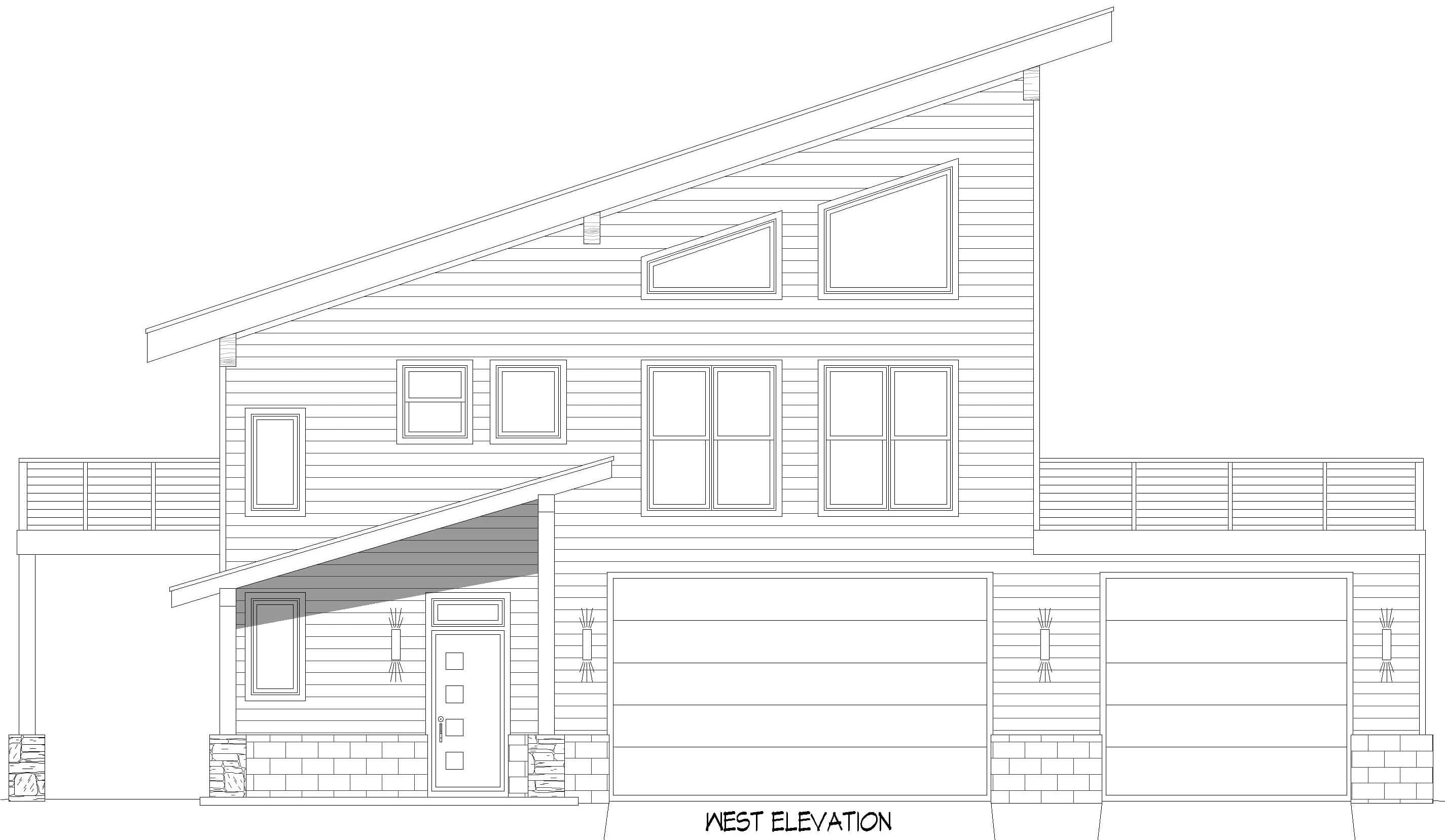 Home Plan Left Elevation of this 2-Bedroom,1803 Sq Ft Plan -196-1969
