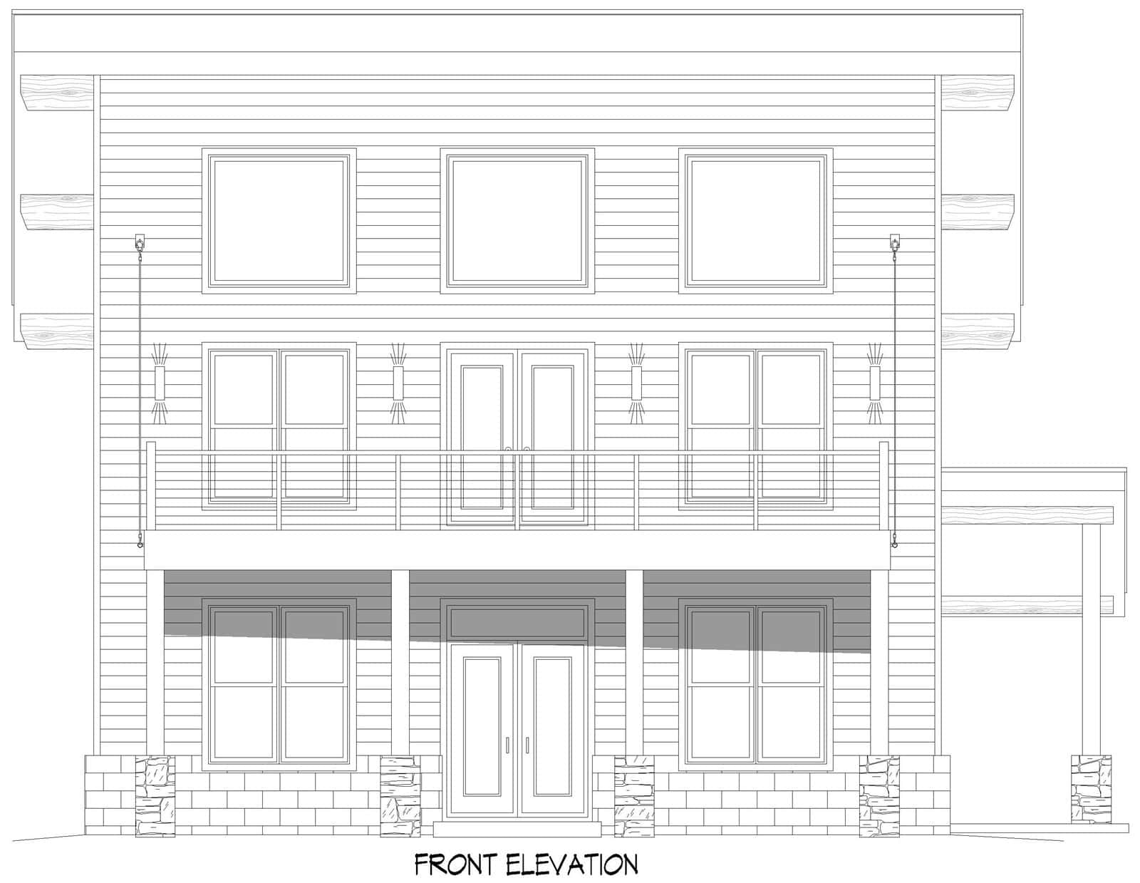 Home Plan Front Elevation of this 2-Bedroom,1715 Sq Ft Plan -196-1970