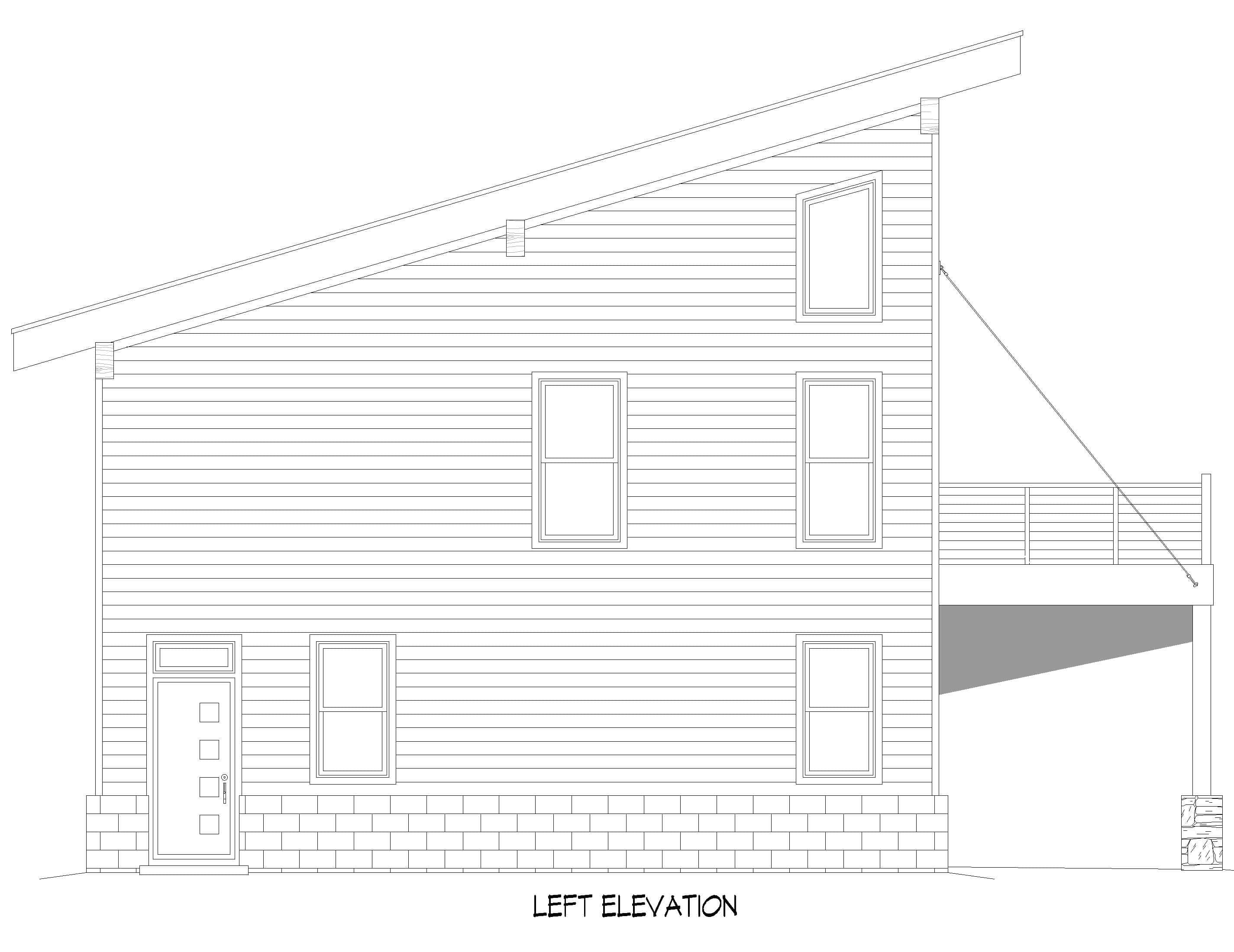 Home Plan Left Elevation of this 2-Bedroom,1715 Sq Ft Plan -196-1970