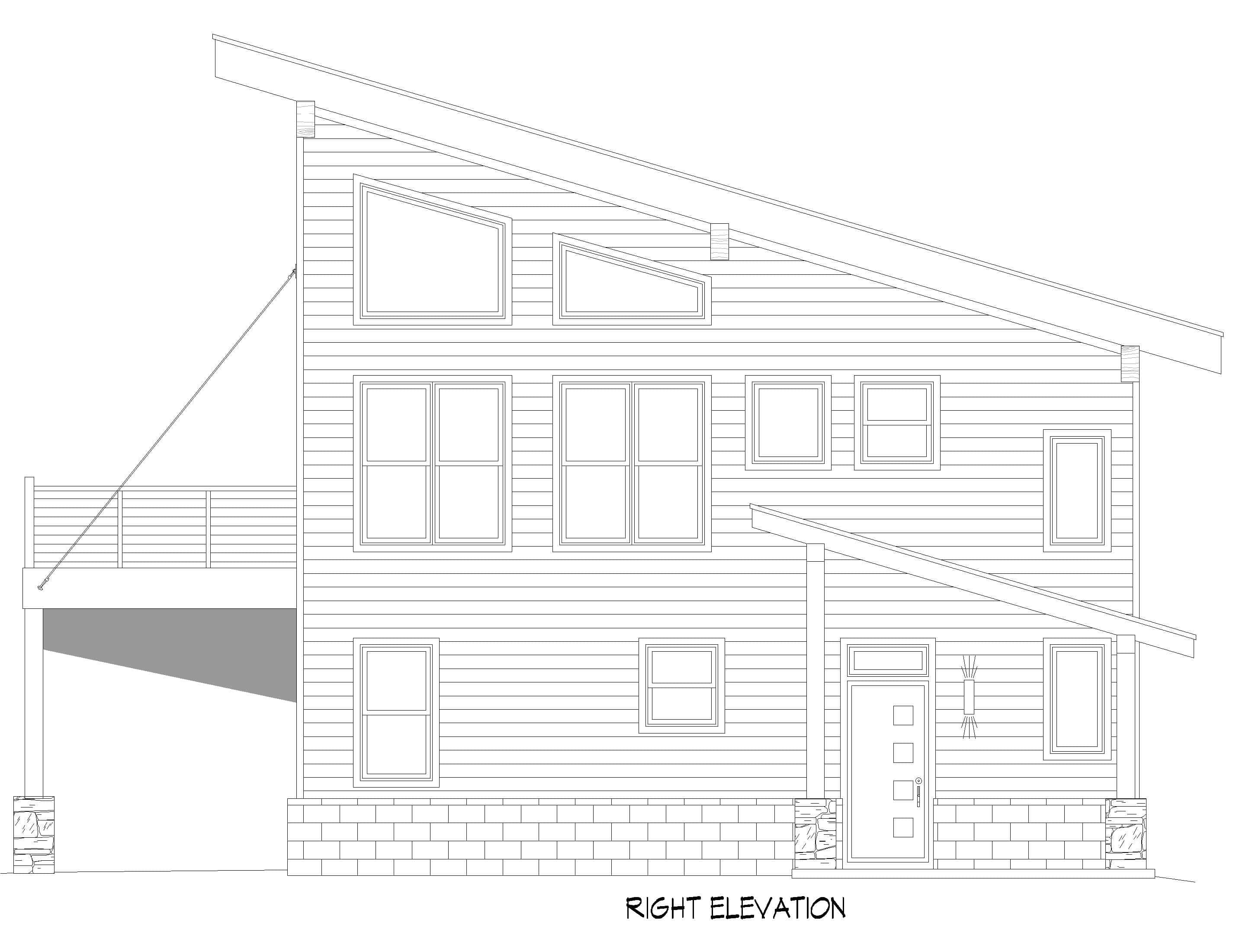 Home Plan Right Elevation of this 2-Bedroom,1715 Sq Ft Plan -196-1970