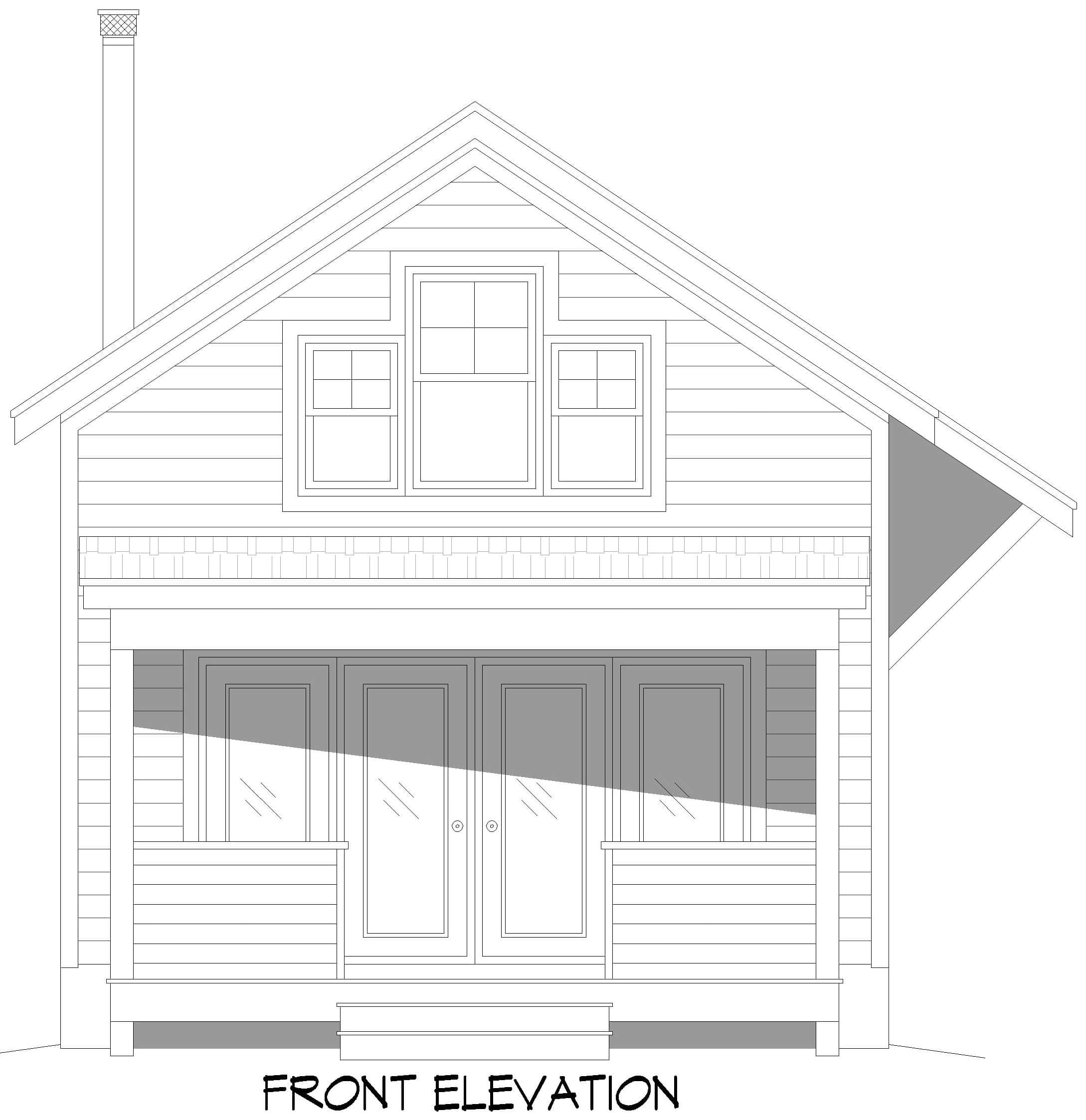 Home Plan Front Elevation of this 1-Bedroom,817 Sq Ft Plan -196-1971