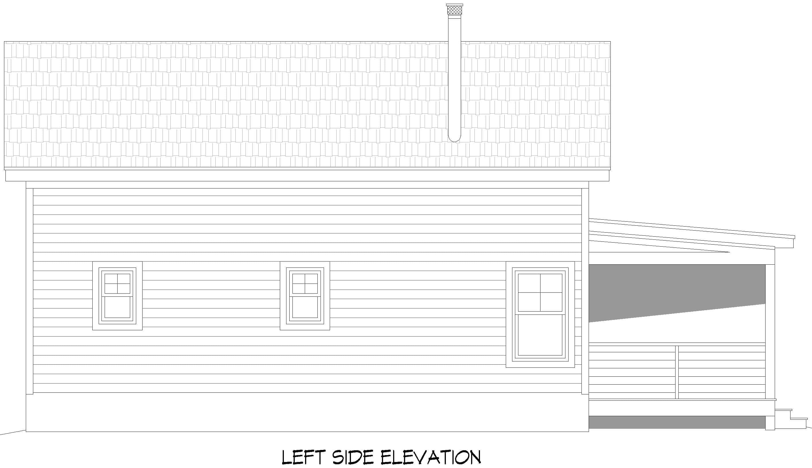 Home Plan Left Elevation of this 1-Bedroom,817 Sq Ft Plan -196-1971