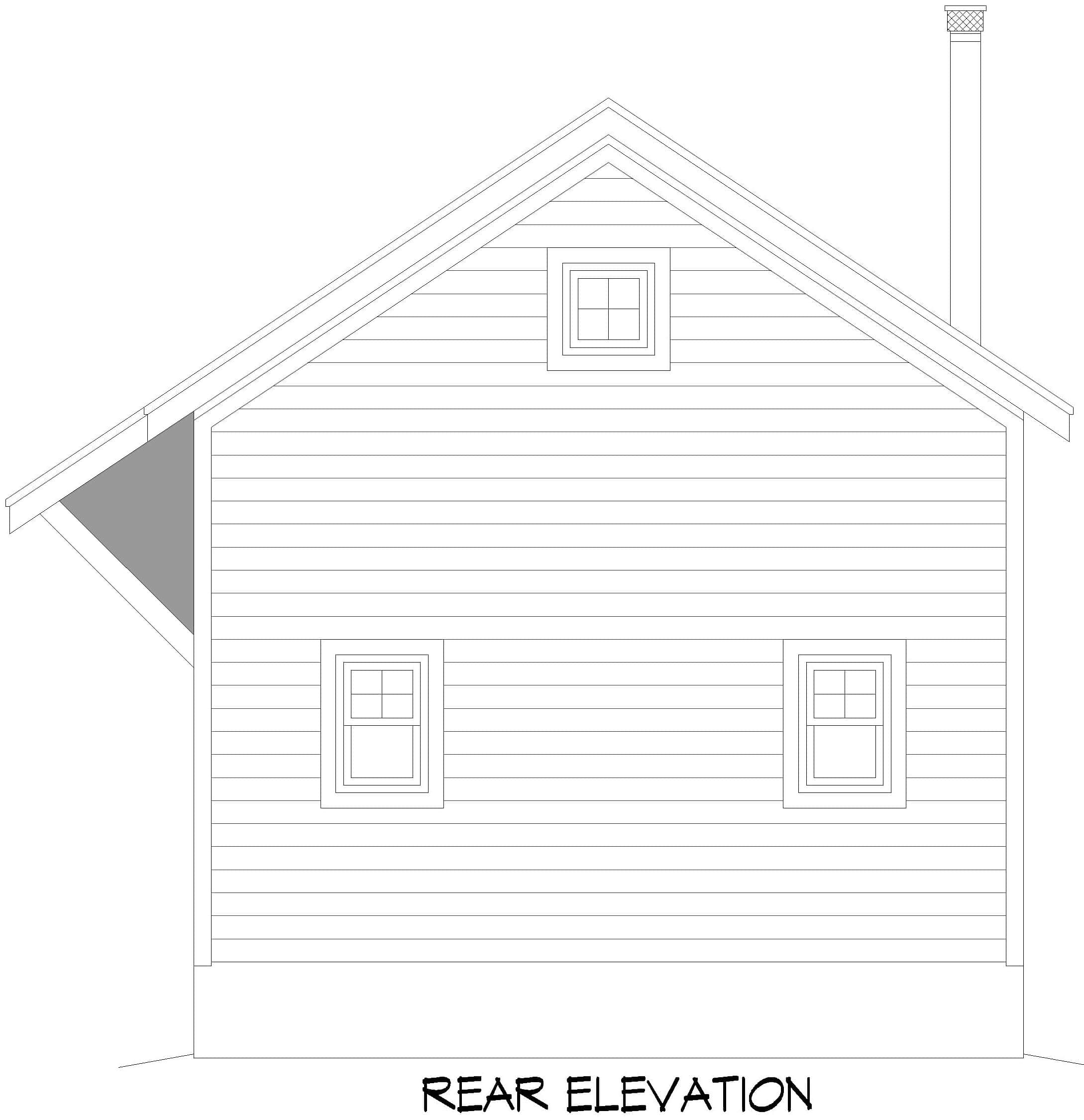 Home Plan Rear Elevation of this 1-Bedroom,817 Sq Ft Plan -196-1971