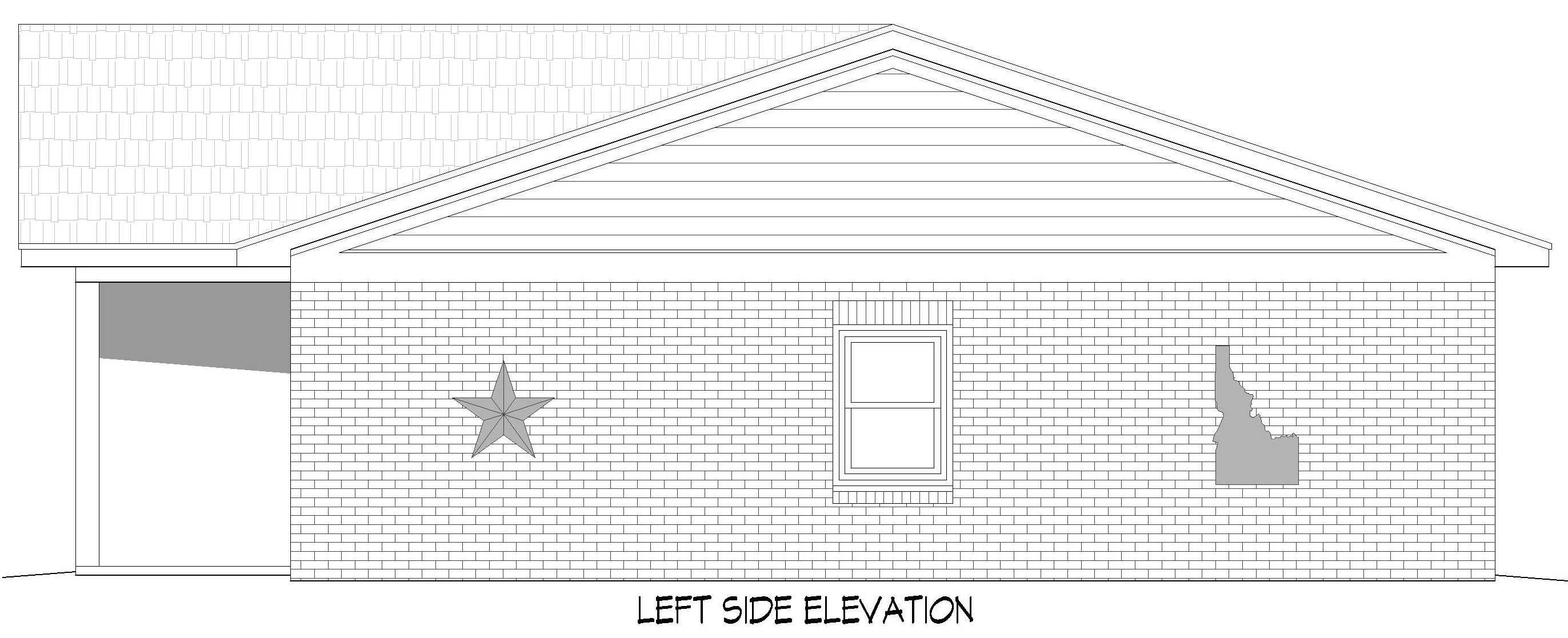 Home Plan Left Elevation of this 0-Bedroom,558 Sq Ft Plan -196-1972