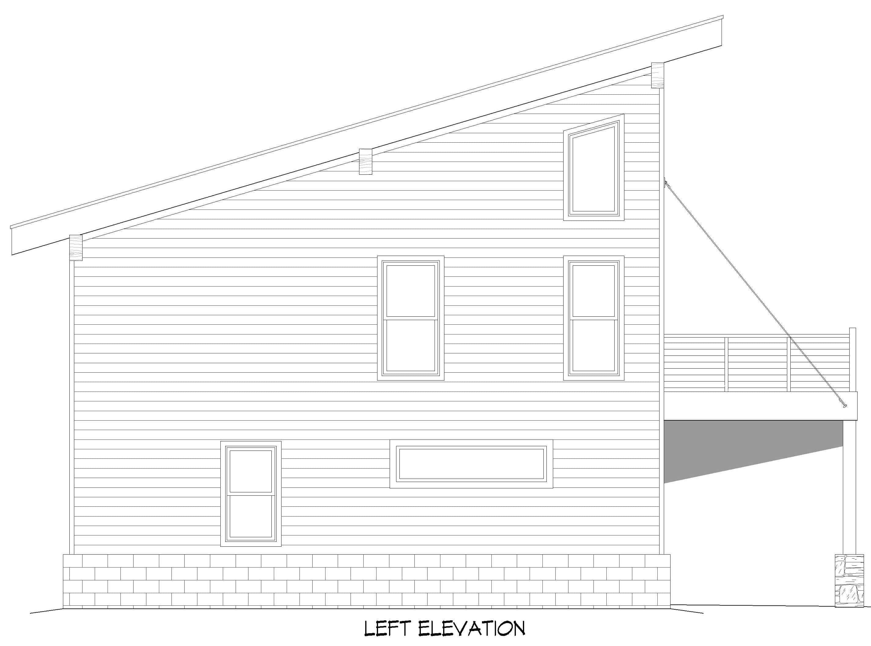 Home Plan Left Elevation of this 3-Bedroom,1737 Sq Ft Plan -196-1973