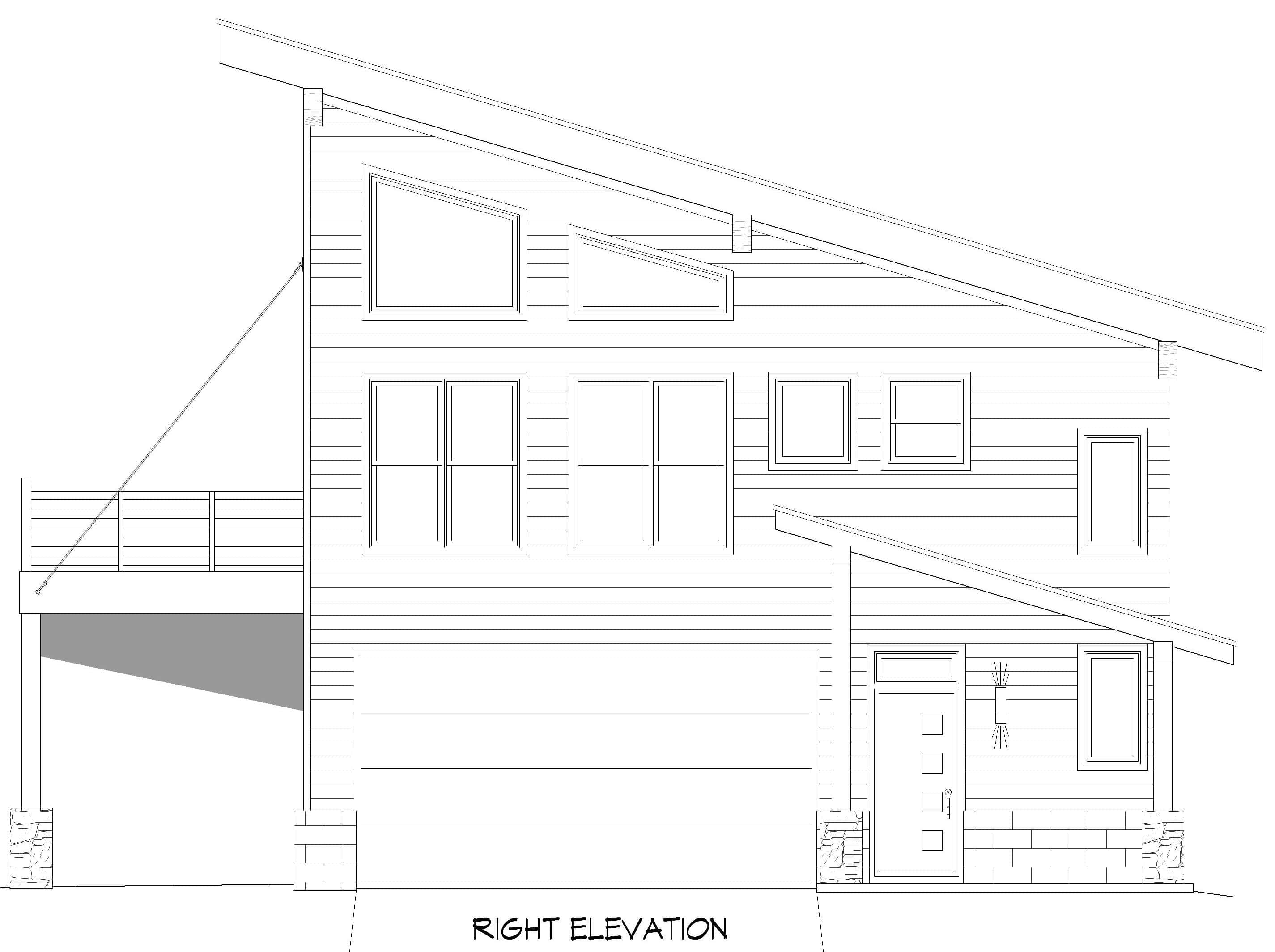 Home Plan Right Elevation of this 3-Bedroom,1737 Sq Ft Plan -196-1973