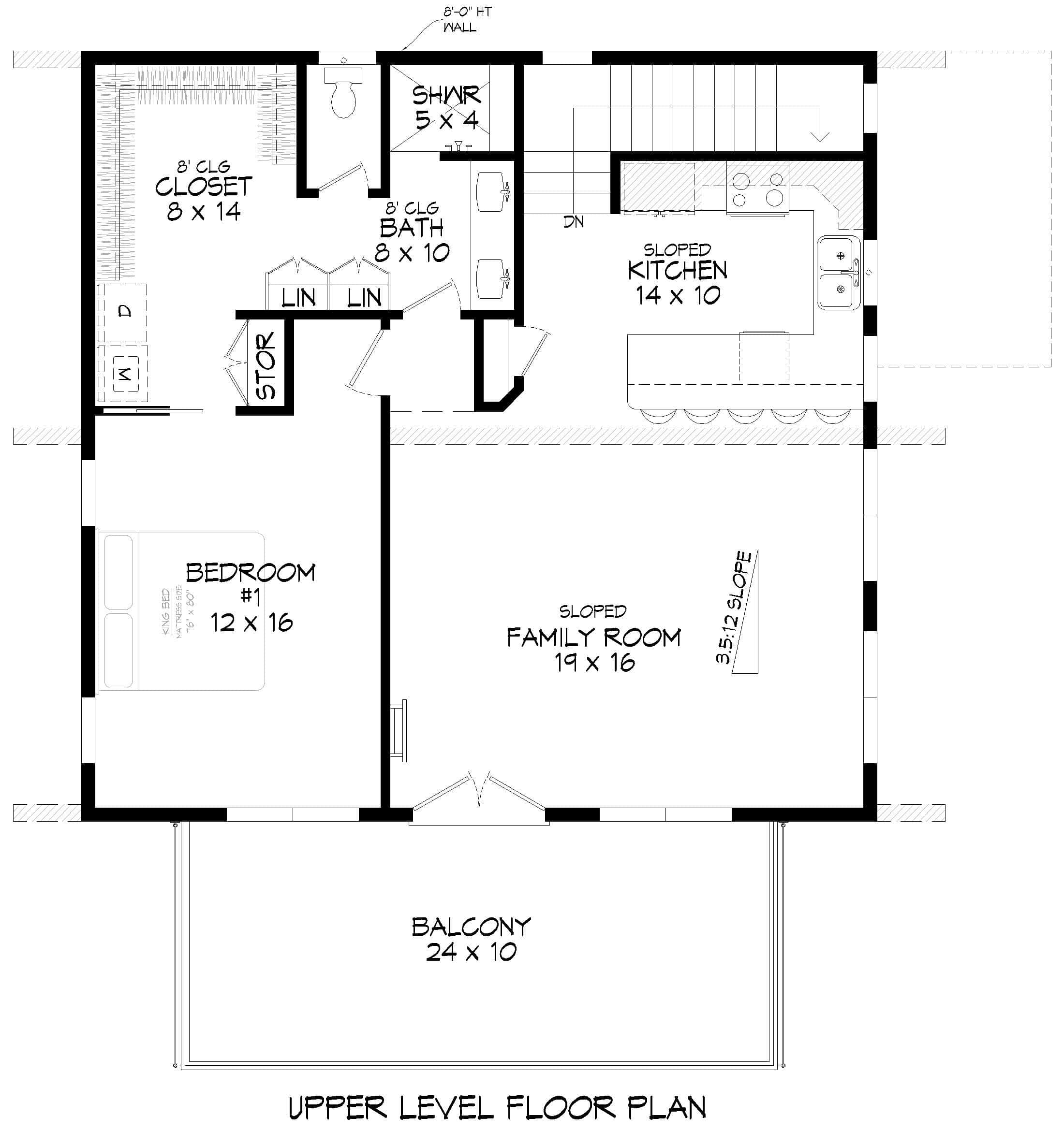 Upper Level of Contemporary Plan #196-1973