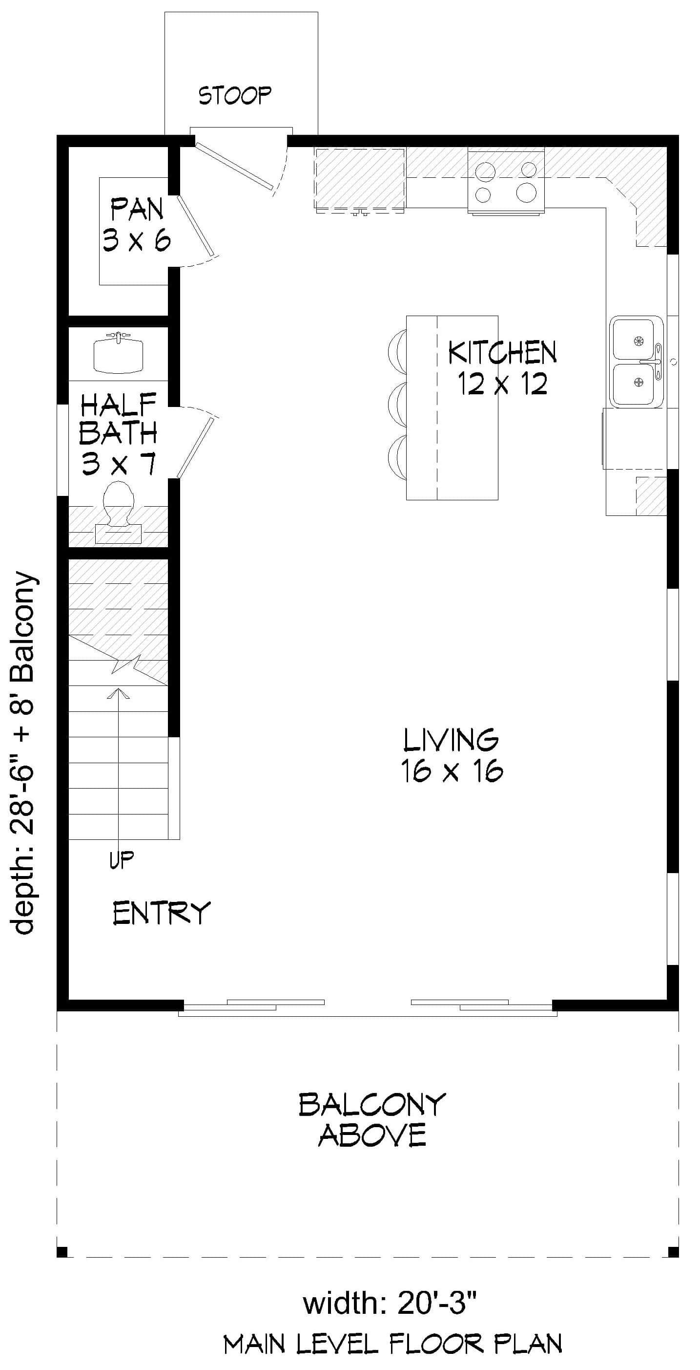 Main Level of Modern Plan #196-1974