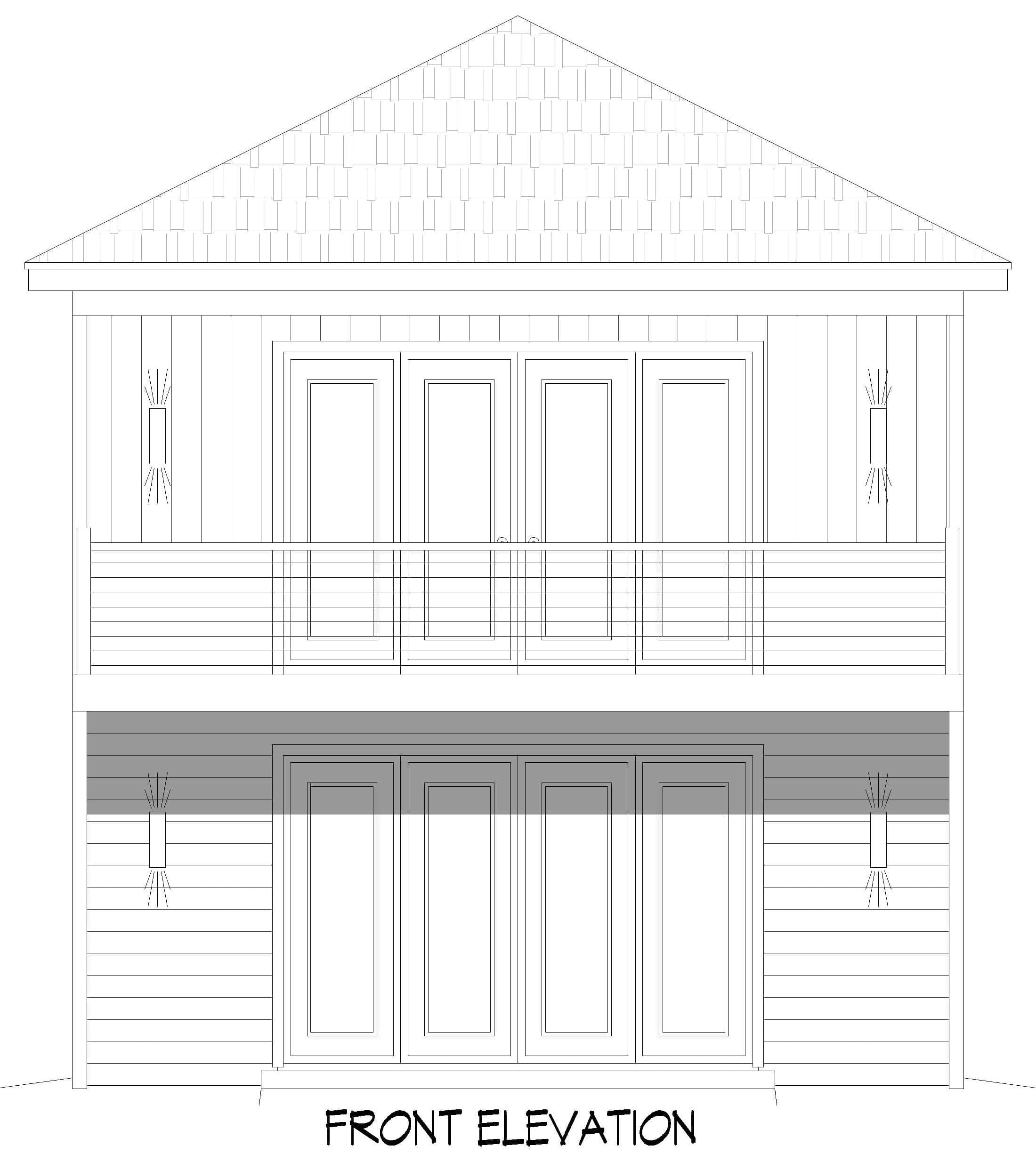 Home Plan Front Elevation of this 1-Bedroom,1154 Sq Ft Plan -196-1974