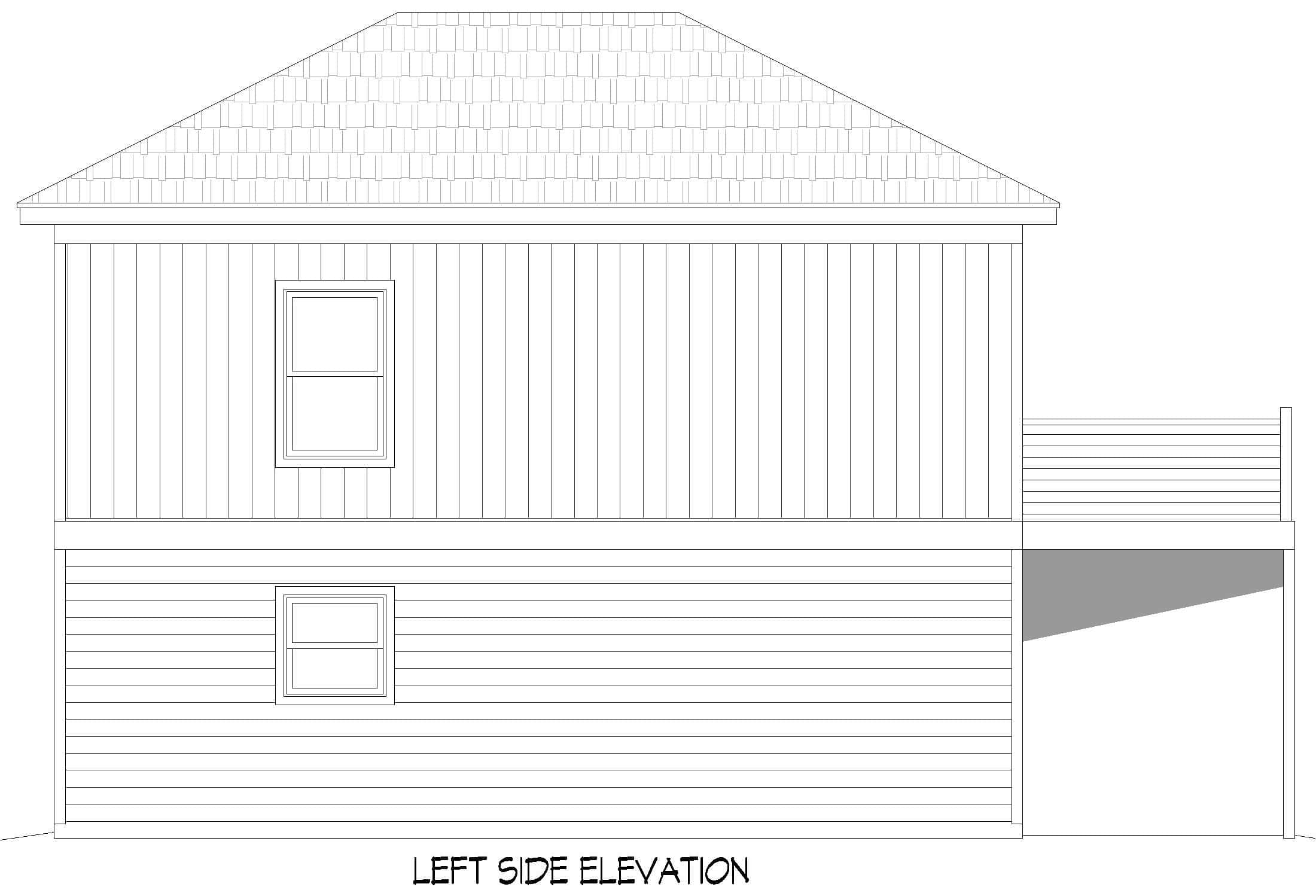Home Plan Left Elevation of this 1-Bedroom,1154 Sq Ft Plan -196-1974