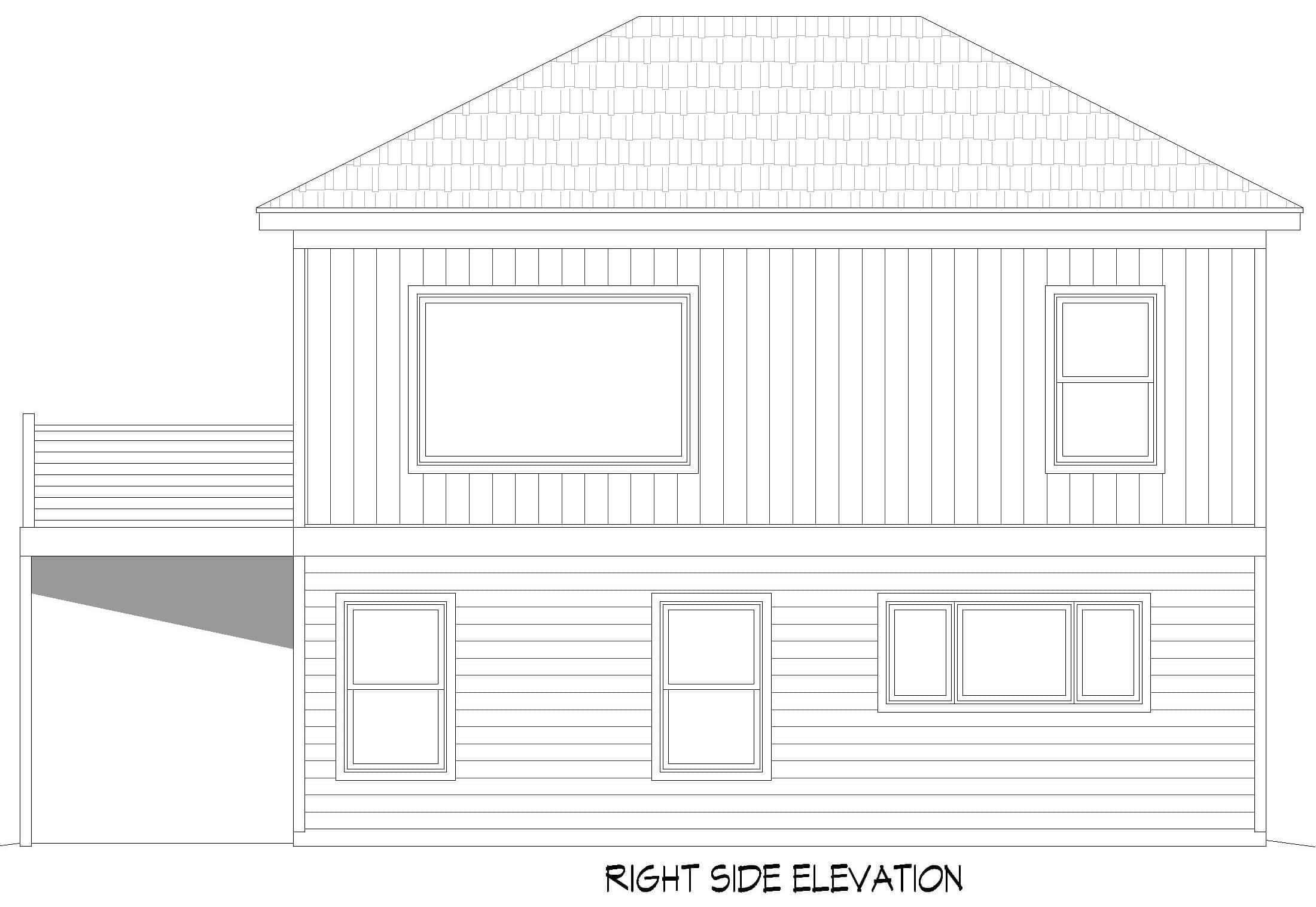 Home Plan Right Elevation of this 1-Bedroom,1154 Sq Ft Plan -196-1974