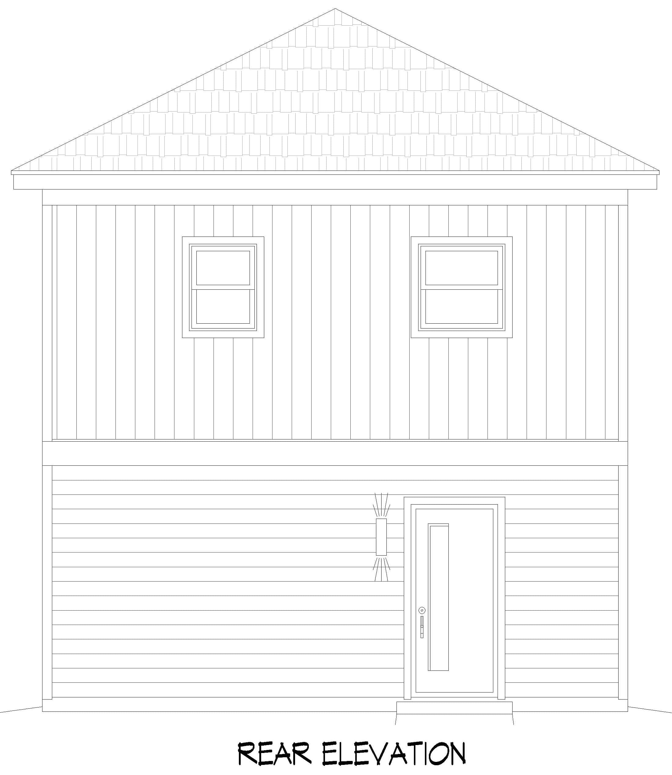Home Plan Rear Elevation of this 1-Bedroom,1154 Sq Ft Plan -196-1974