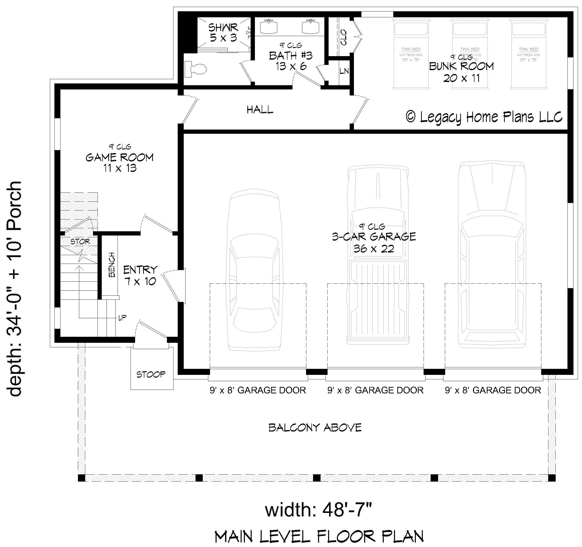 Main Level of Modern Plan #196-1978
