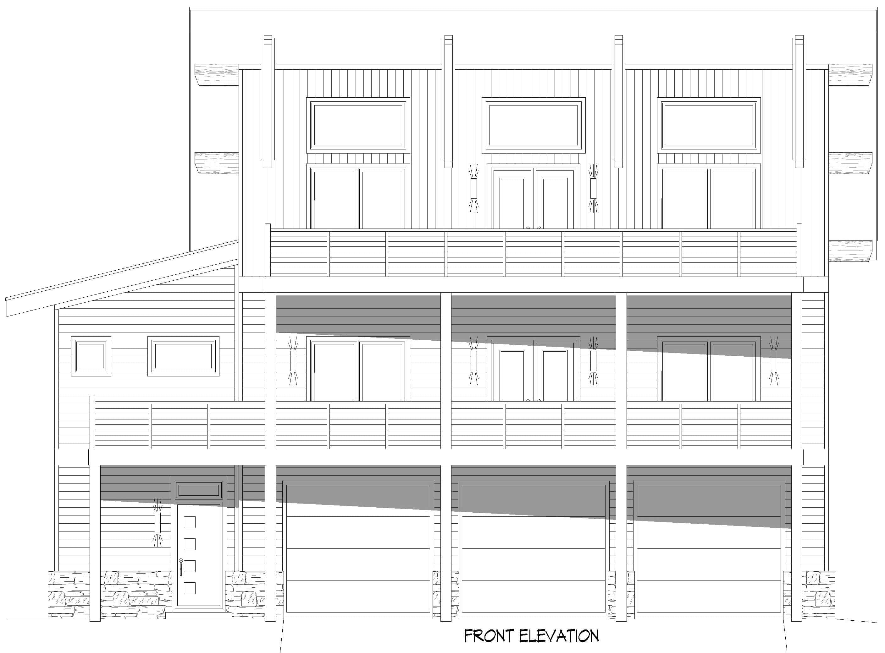 Home Plan Front Elevation of this 3-Bedroom,3009 Sq Ft Plan -196-1978