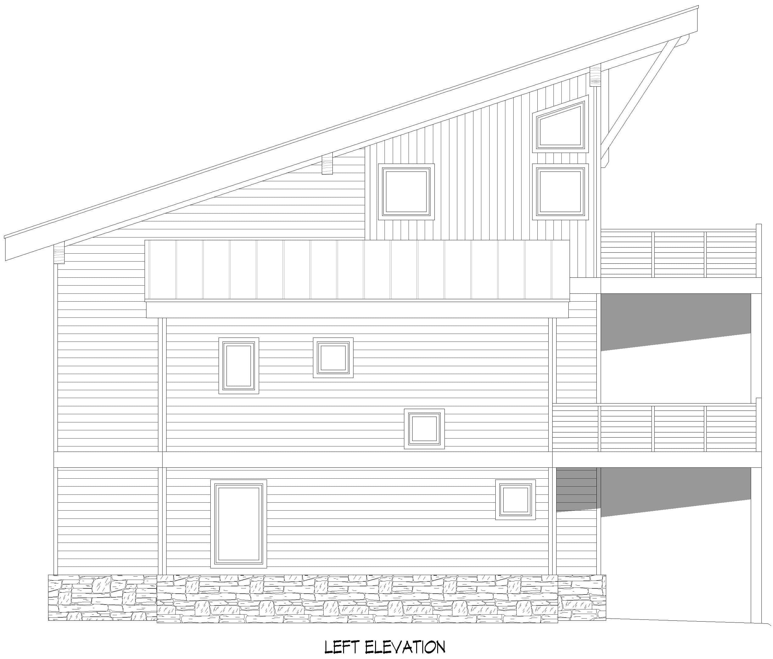 Home Plan Left Elevation of this 3-Bedroom,3009 Sq Ft Plan -196-1978