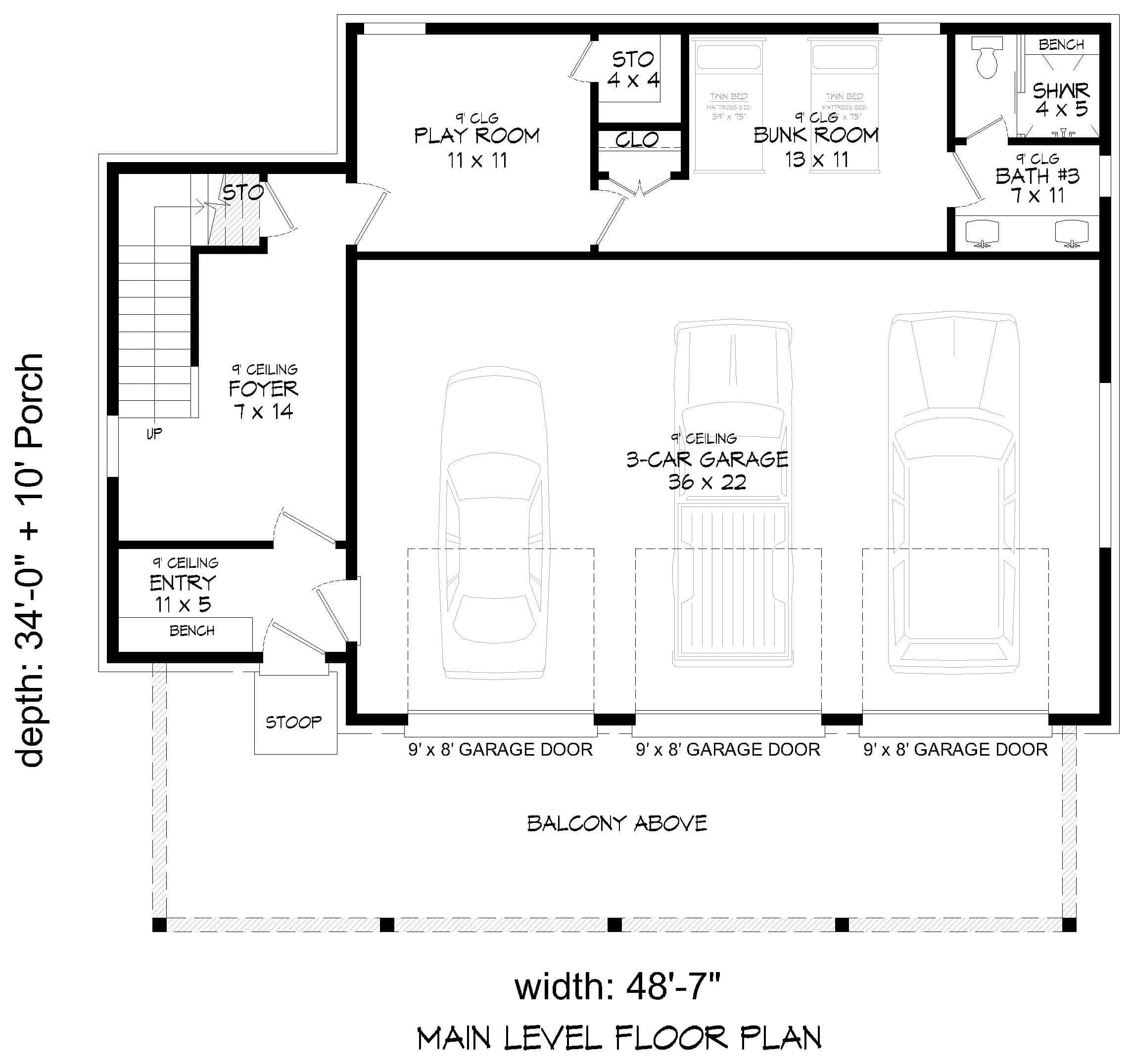 Main Level of Modern Plan #196-1979