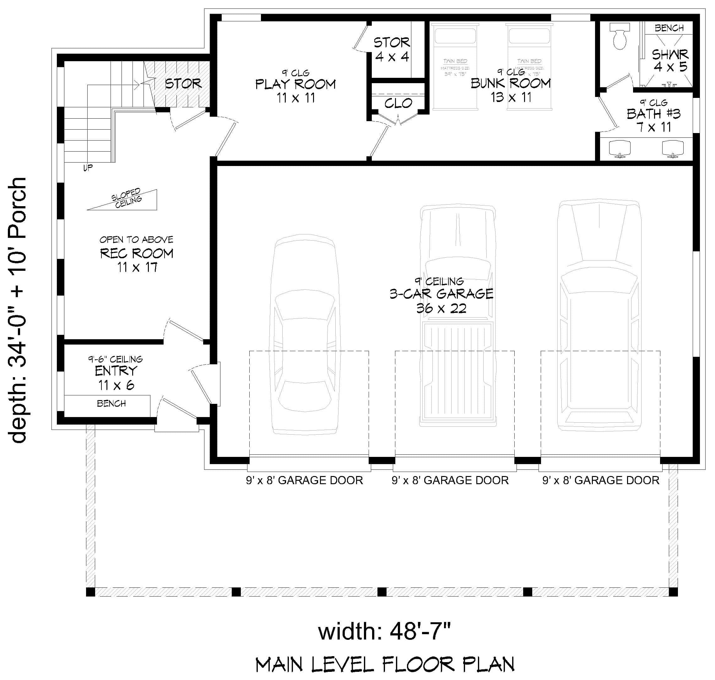 Main Level of Modern Plan #196-1980