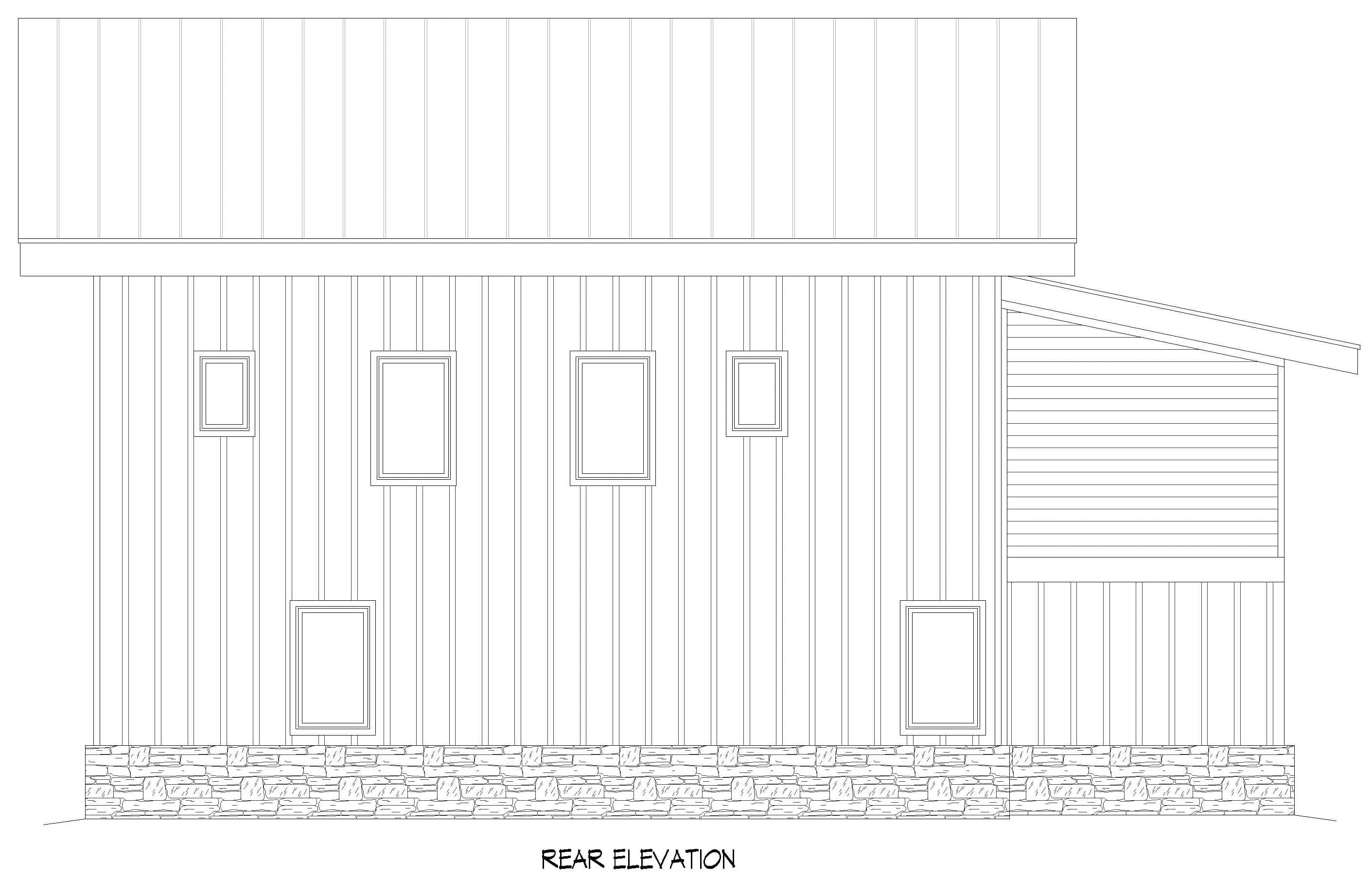 Home Plan Rear Elevation of this 3-Bedroom,2358 Sq Ft Plan -196-1980