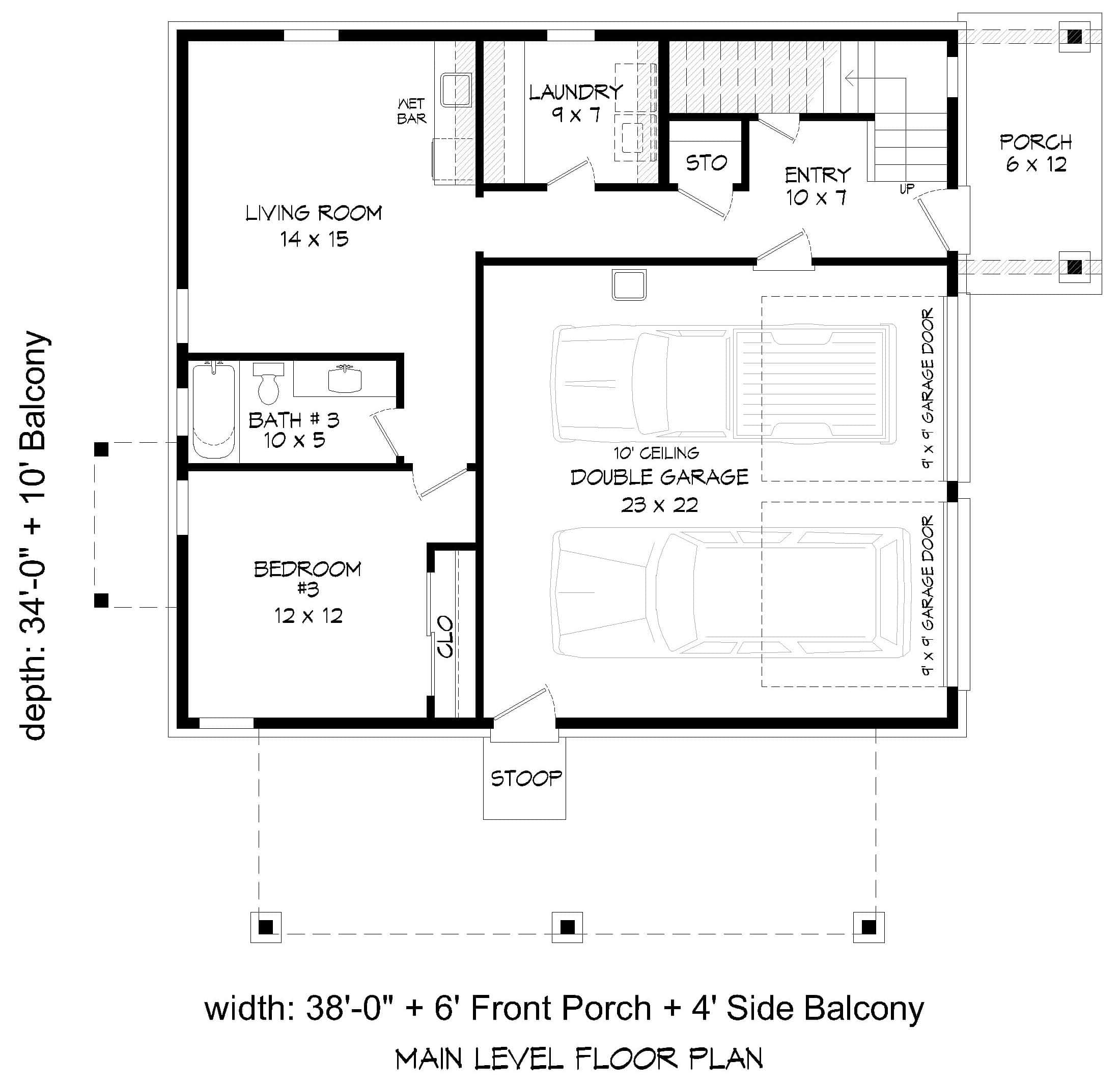 Main Level of Modern Plan #196-1981