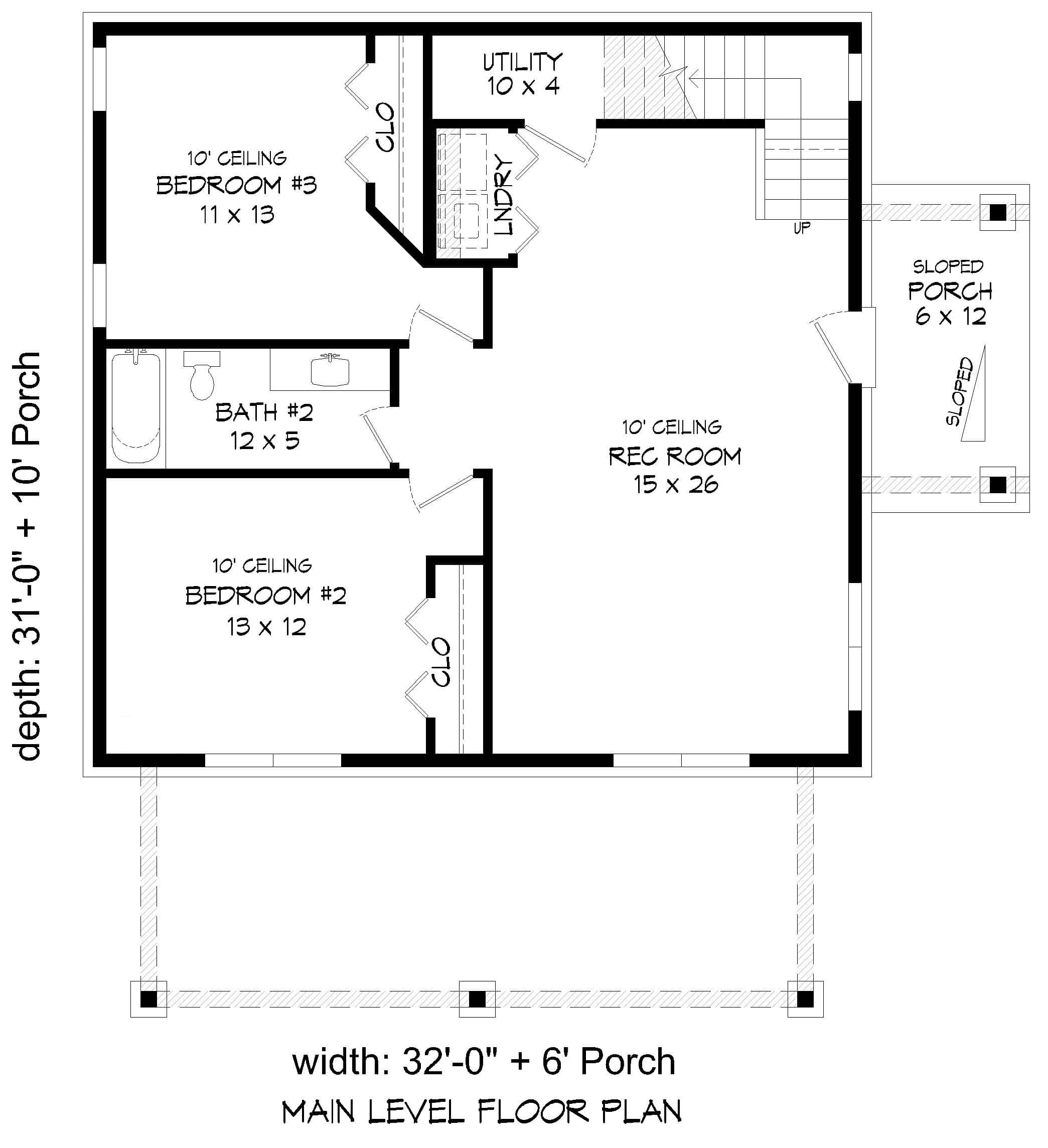 Main Level of Modern Plan #196-1982