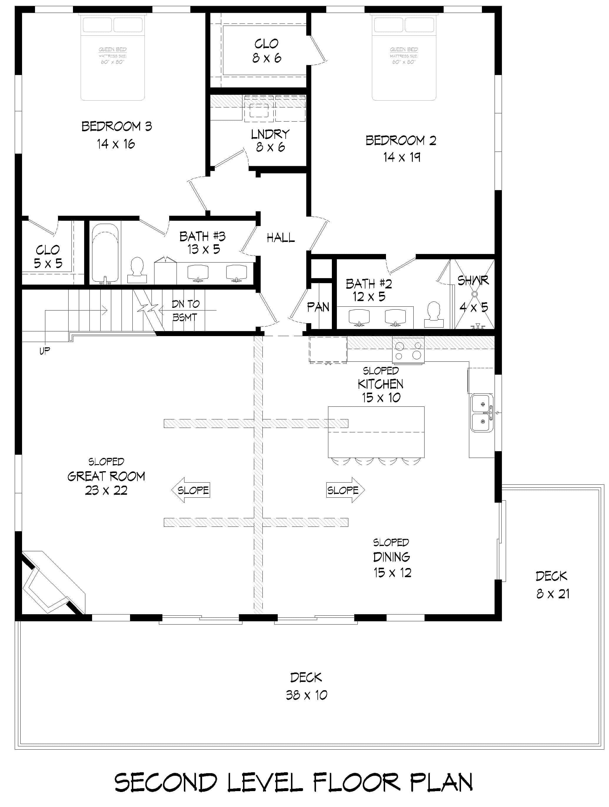 Upper Level of Modern Farmhouse Plan #196-1984
