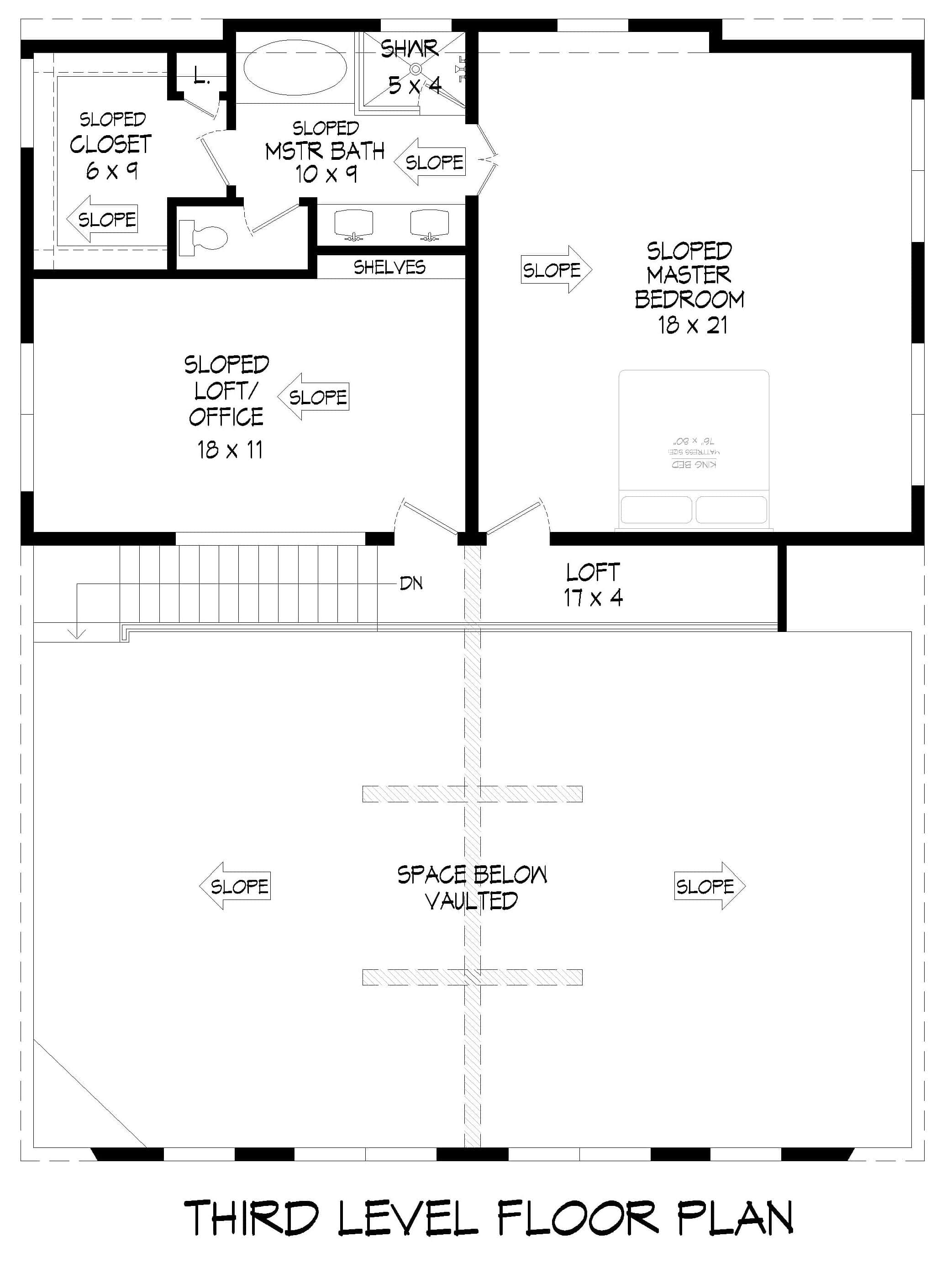 Third Story of Modern Farmhouse Plan #196-1984