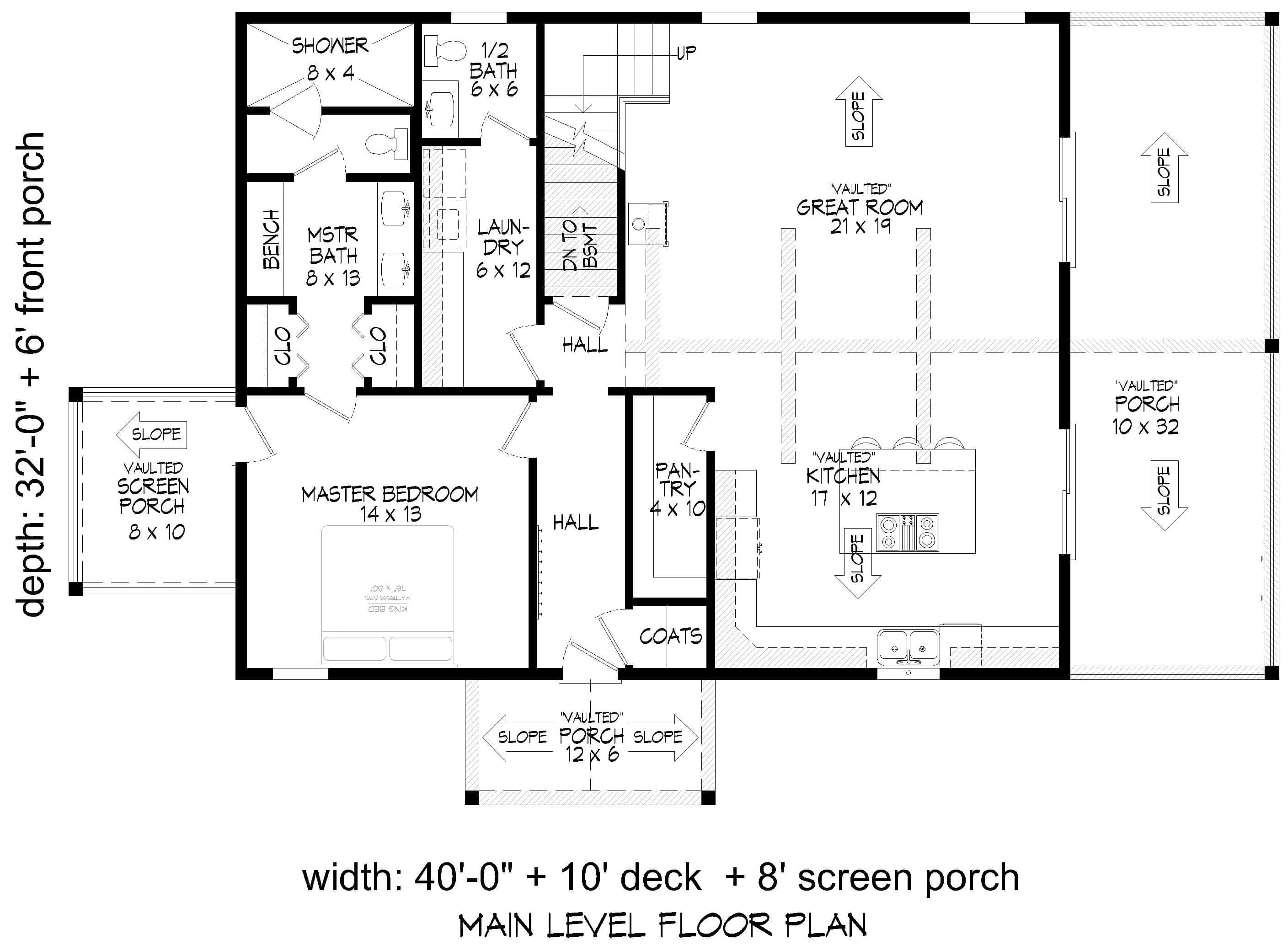 Main Level of A Frame Plan #196-1985